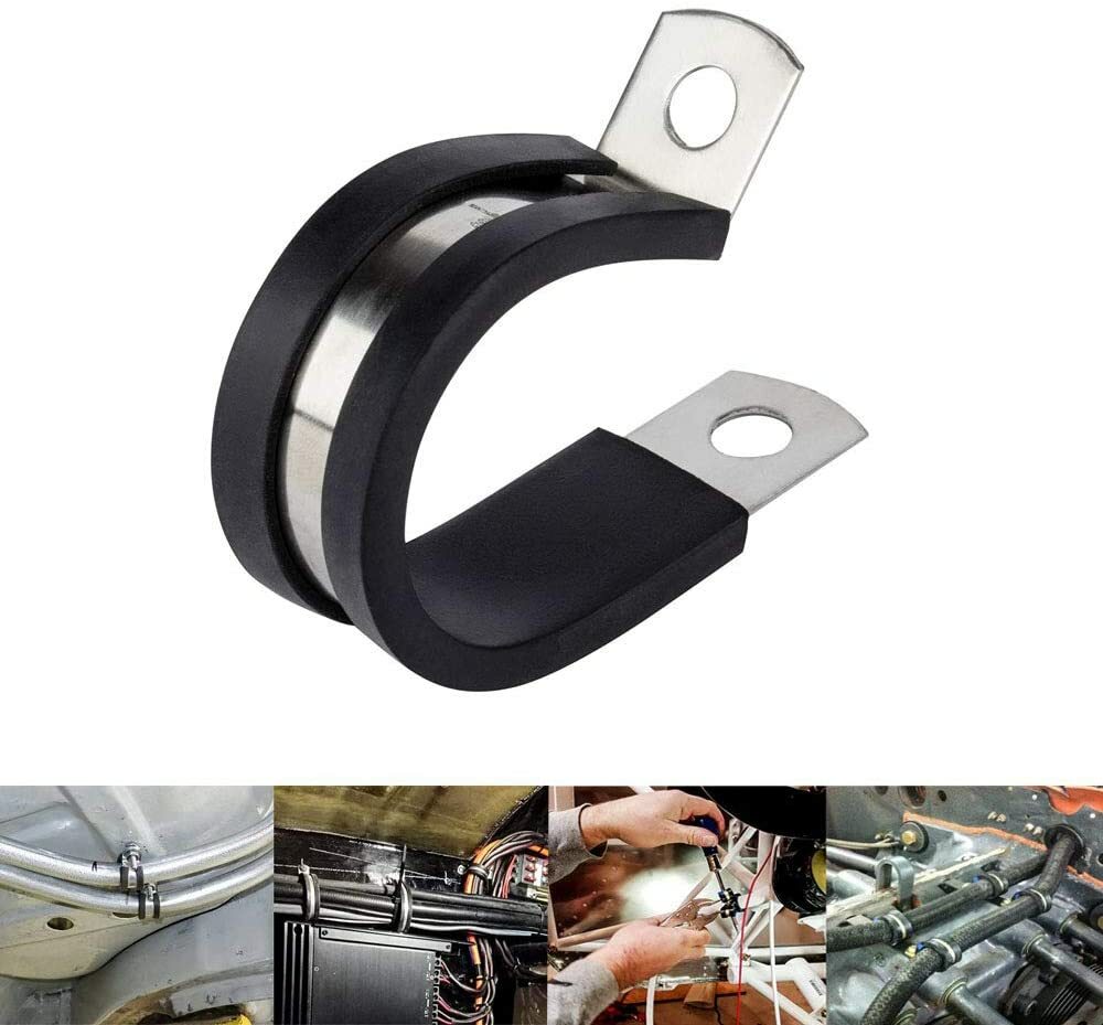 10pcs 1" Inch Cable Clamp Rubber Cushioned Insulated Clamp 304 Stainless Steel