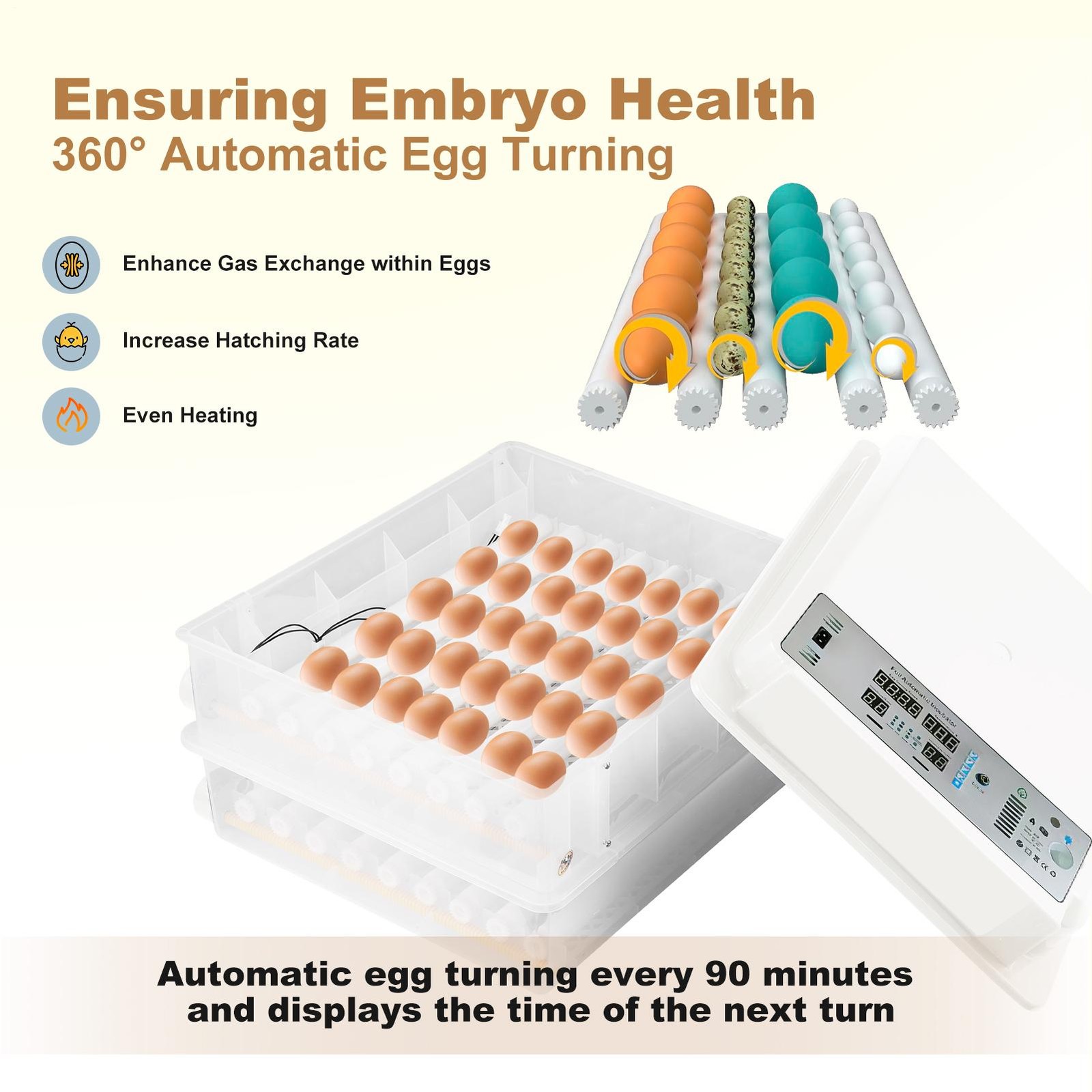 120 Eggs Incubator Automatic Egg Turning Function For Hatching Chicken Quail