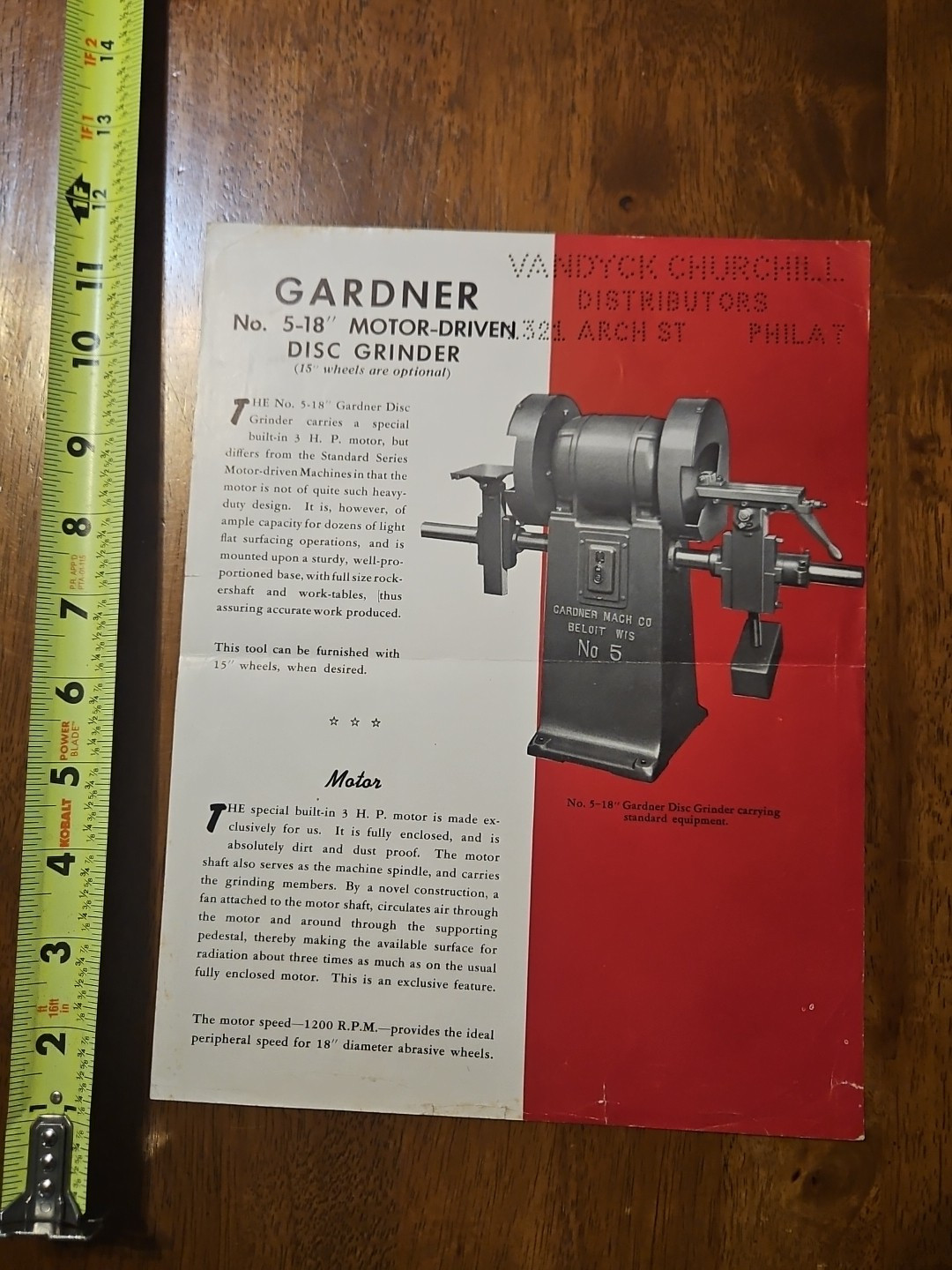 GARDNER #5 DISC GRINDER ADVERTISMENT PAGE RARE OLD VINTAGE