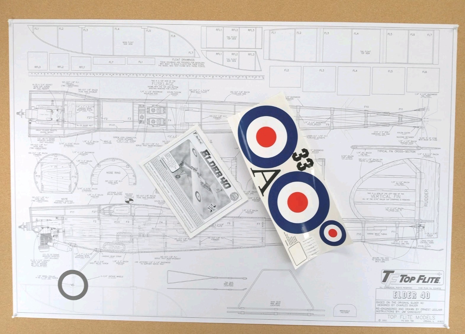 Lot Top Flight Elder RC Airplane Kit Model Airplane Kit NIB Plans/Manual/Decals
