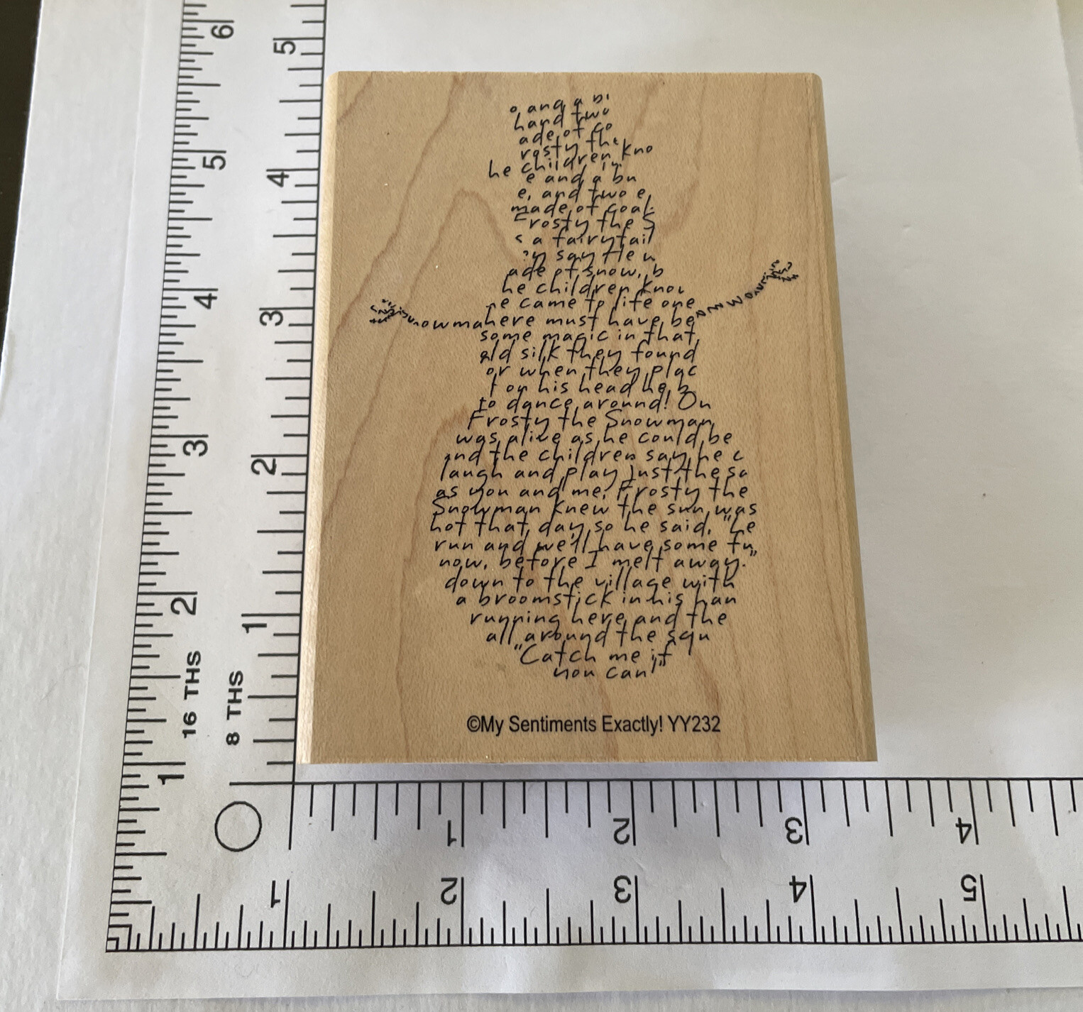 VTG ~ My Sentiments Exactly  #YY232 ~ Snowman in Words Rubber Stamp ~ Brand New!