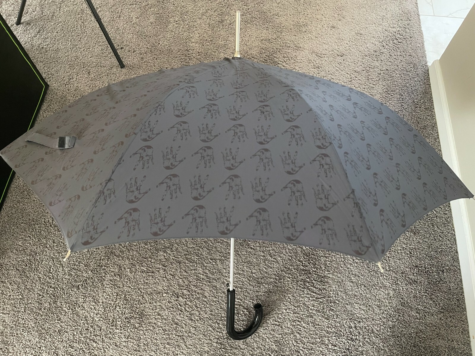 *Very Rare* Fendi "Hands" Monogram Gray Waterproof Full Size Unisex Umbrella