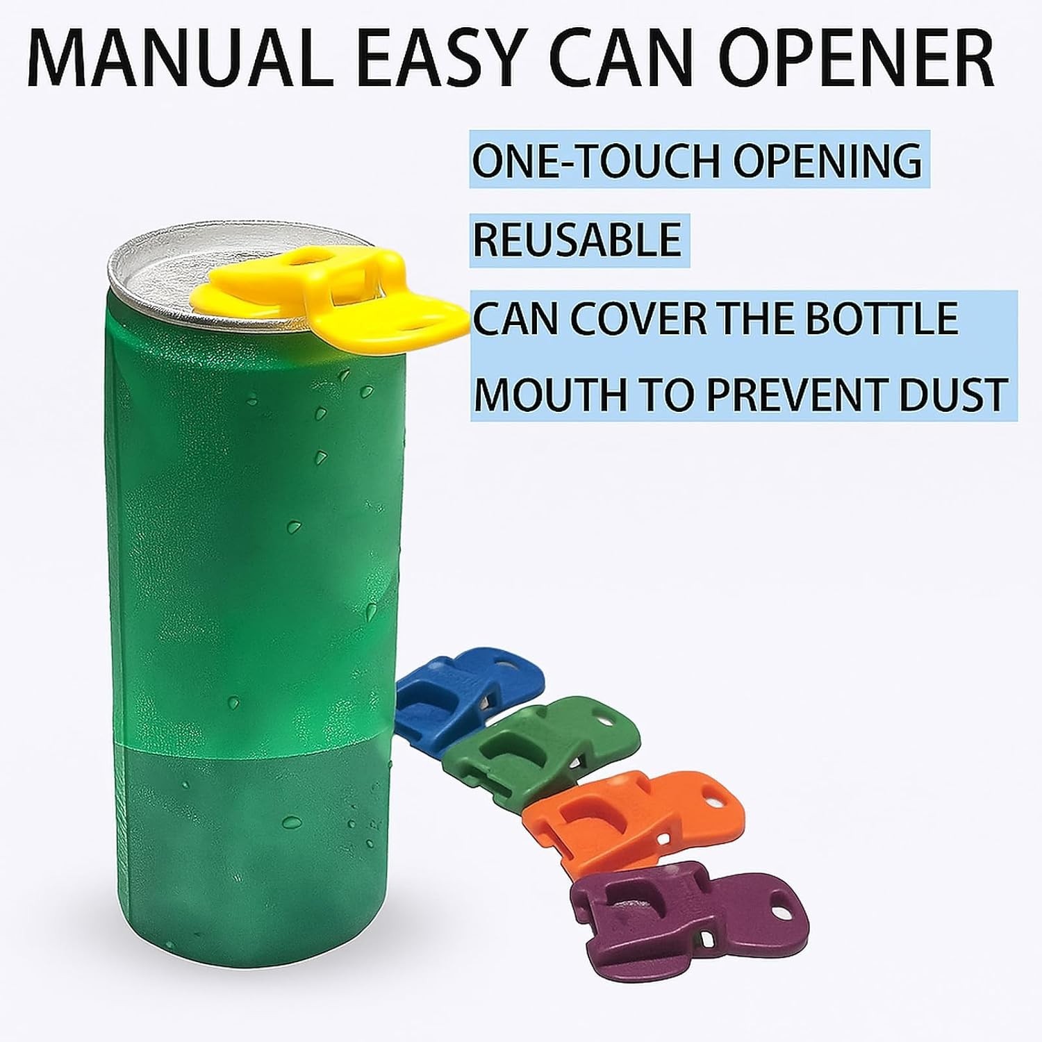 6PCS Colorful One-Hand Can Tab Openers & Leak-Proof Covers for Drinks