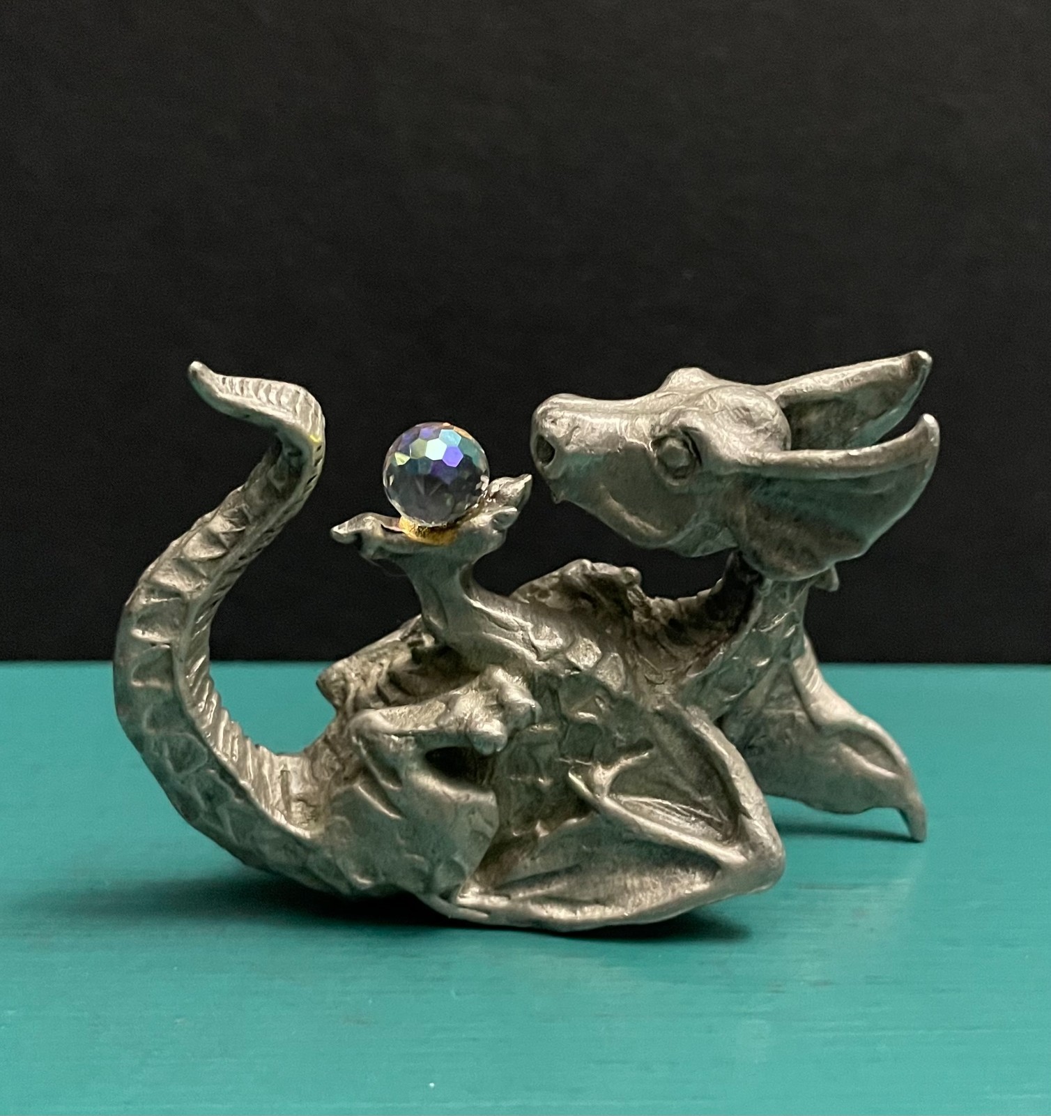 Gallo Pewter Dragon  Wings Talons Juggling Crystal Ball Mini Figurine GOT RPG