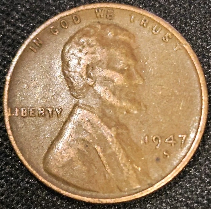 1947 Lincoln Wheat Cent • San Francisco Mint • Circulated • Free Shipping