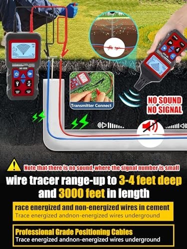 Underground Cable Locator Wire Tracer 3000ft Depth 12V-400V AC DC Voltage