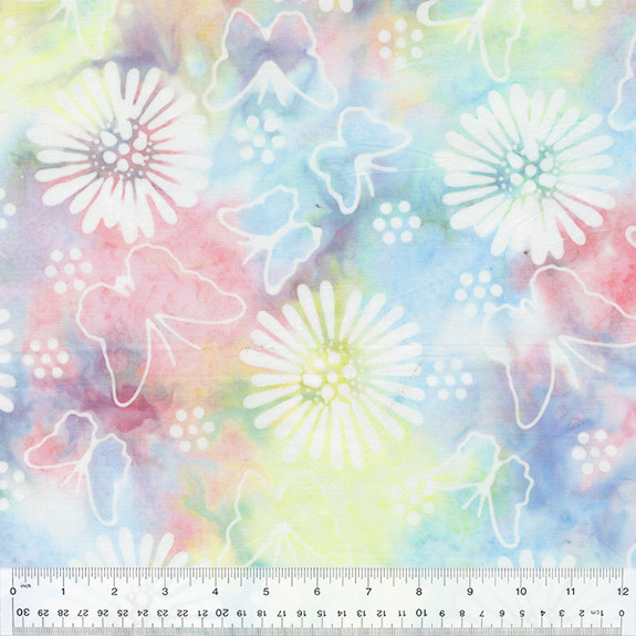 Anthology Batik Fabric | Dazzle Flower & Butterfly Pastel Rainbow Multi YARD