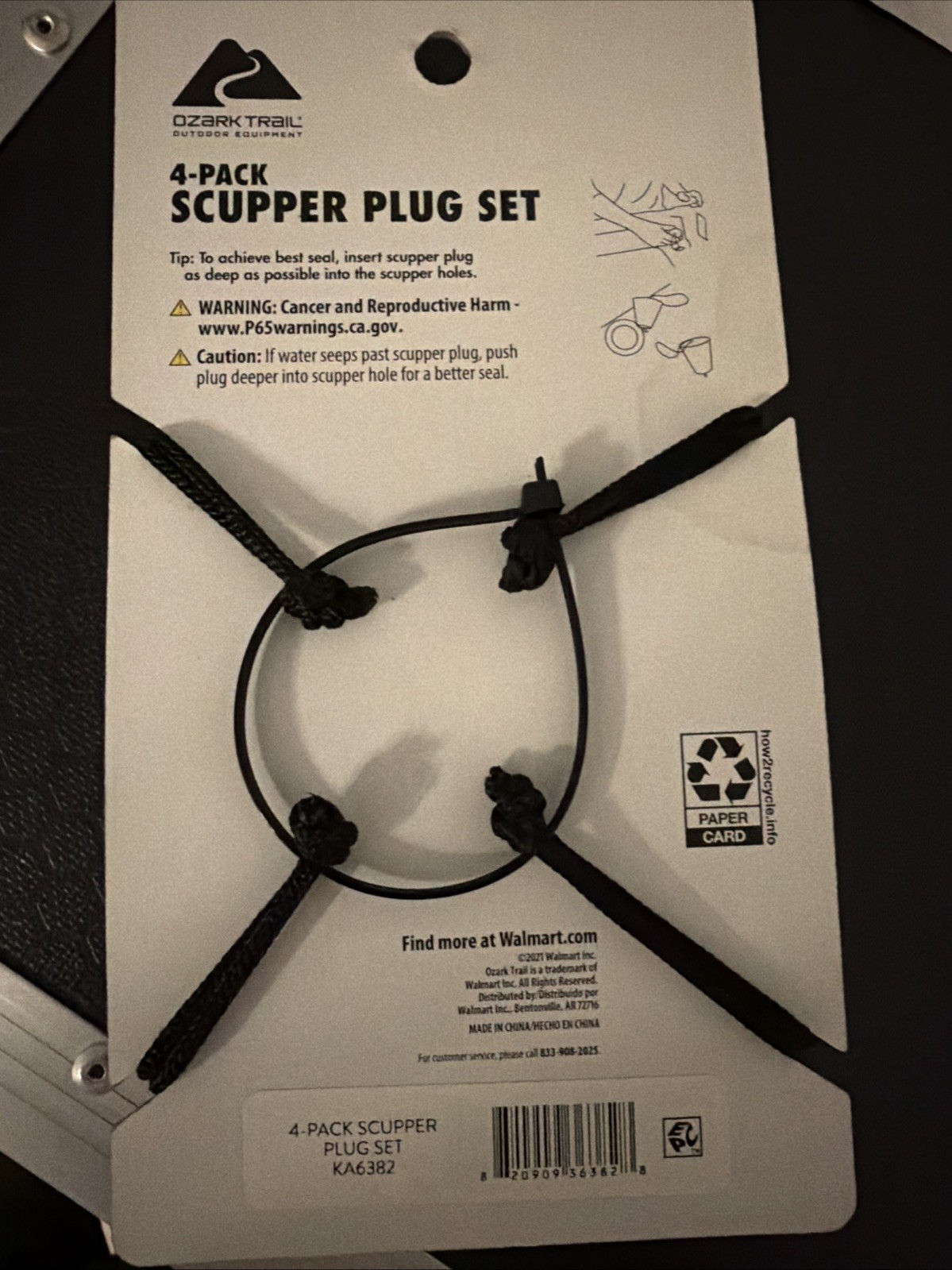 Ozark Trail Outdoor Equipment 4 Pack Kayak Scupper Plug Set