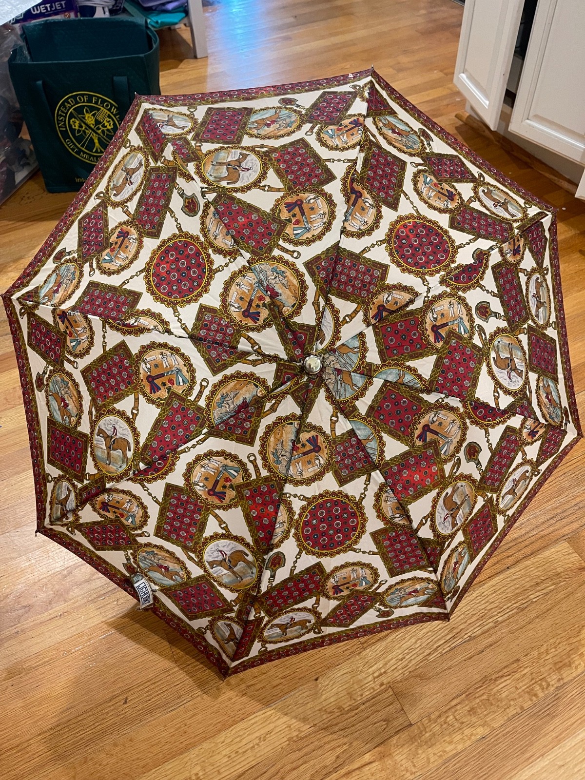 READ Vintage JG Hook Equestrian Telescopic Umbrella Horses