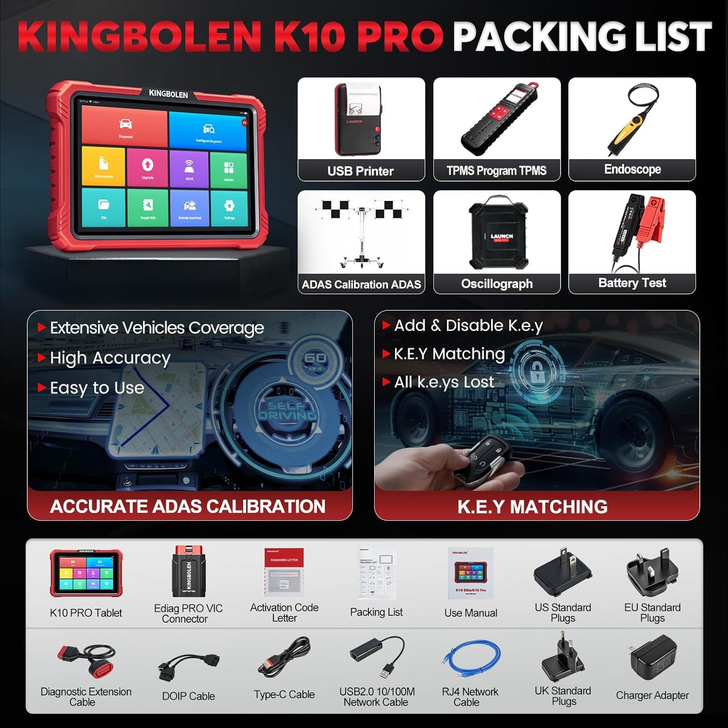 2026 Kingbolen K10 PRO Bluetooth 2 Coding Full System Diagnostic Scanner Tool