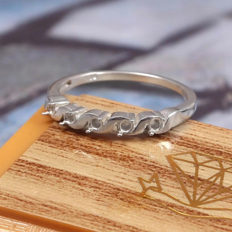 Sterling Silver 2 mm Round Semi Mount Ring Setting 2 mm Round Prong Ring Blank