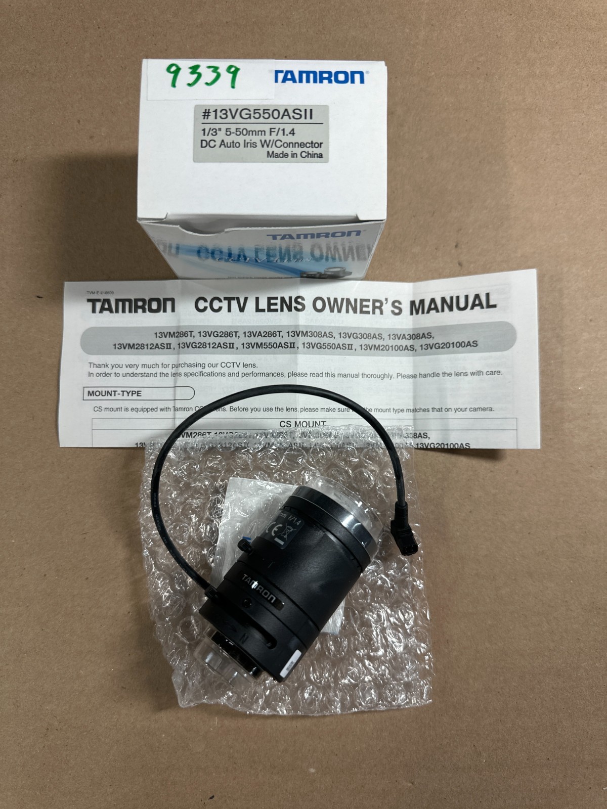 TAMRON CCTV LENS #13VG550ASII 1/3" 5-50MM F/1.4 DC AUTO IRIS W/CONNECTOR