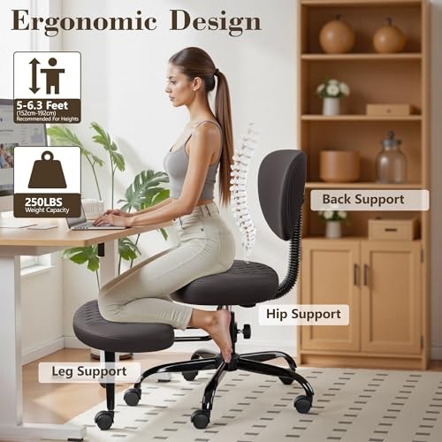 ATHOPE ERGONOMIC CROSS LEGGED OFFICE CHAIR WITH WHEELS - DARK BROWN