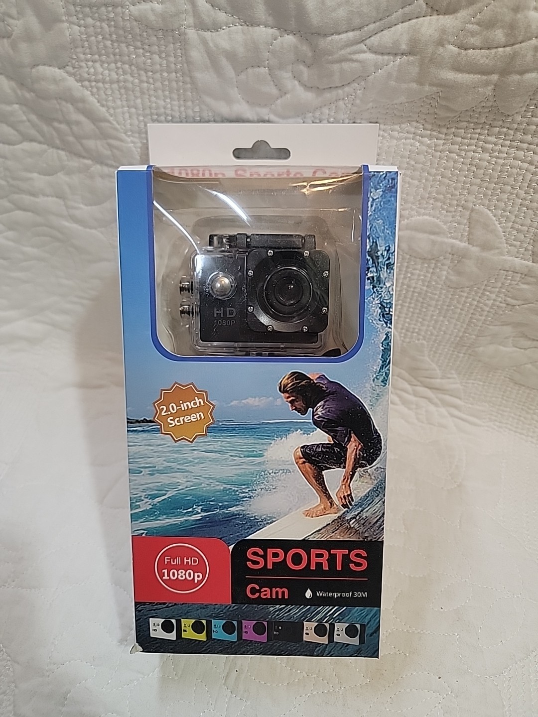 Sports Cam 1080P Full HD 2" Screen Waterproof 30M Camera Open Box
