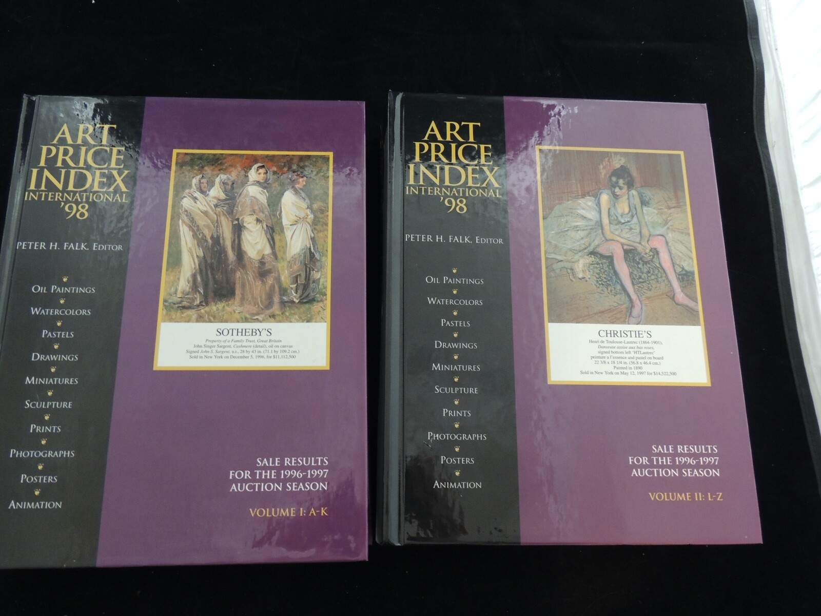 Art Price Index International '98 Volumes I & II Auction Catalogs HC Peter Falk