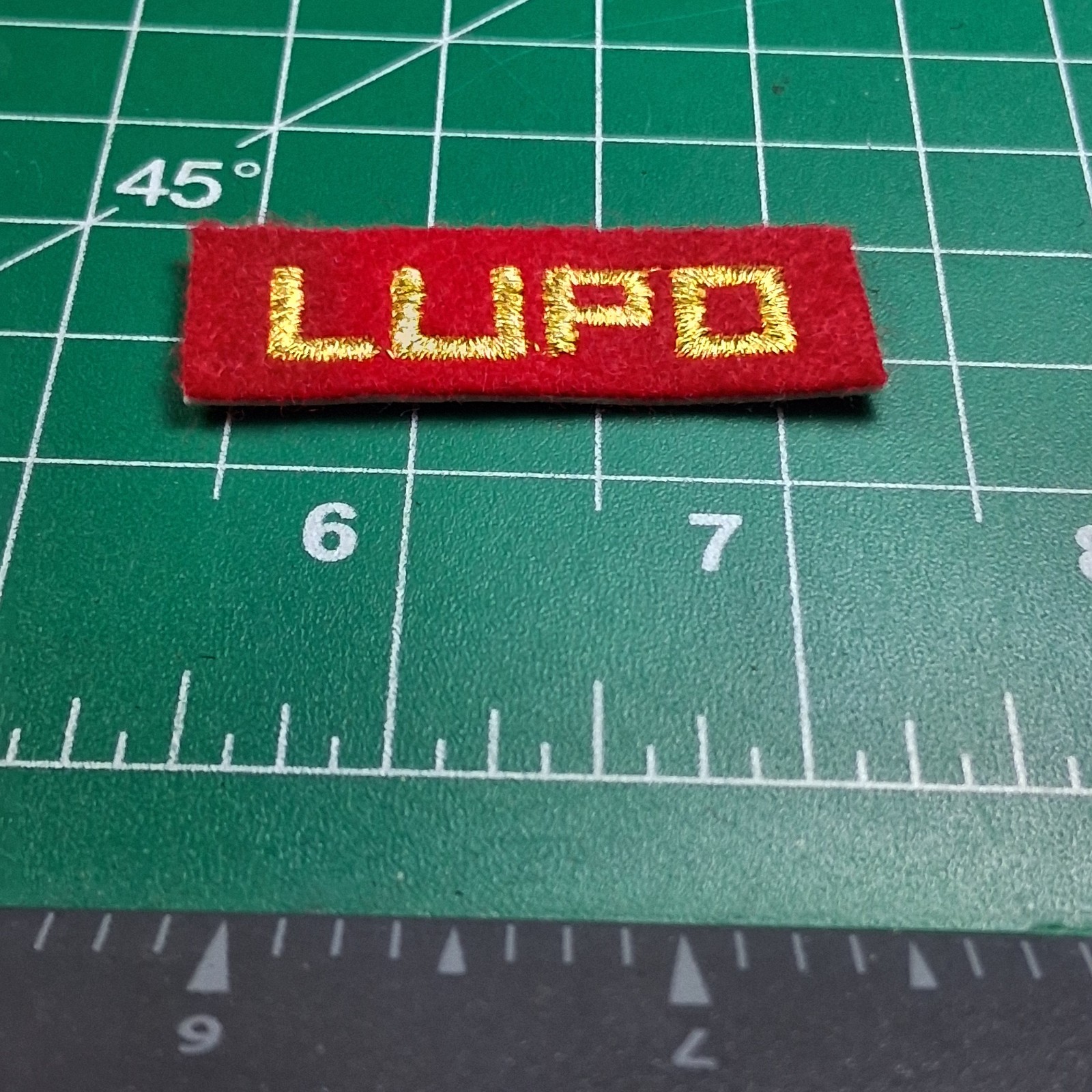 Red & Gold Embroidered Lupo Rectangle Patch