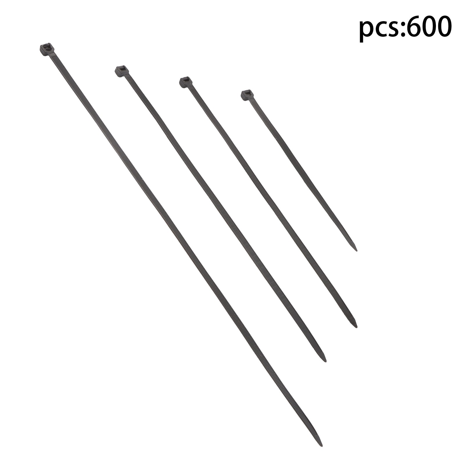 600 Pcs Self-locking Cable Ties Heavy Duty Assorted Sizes 8"+12"+14"+18" Nylon