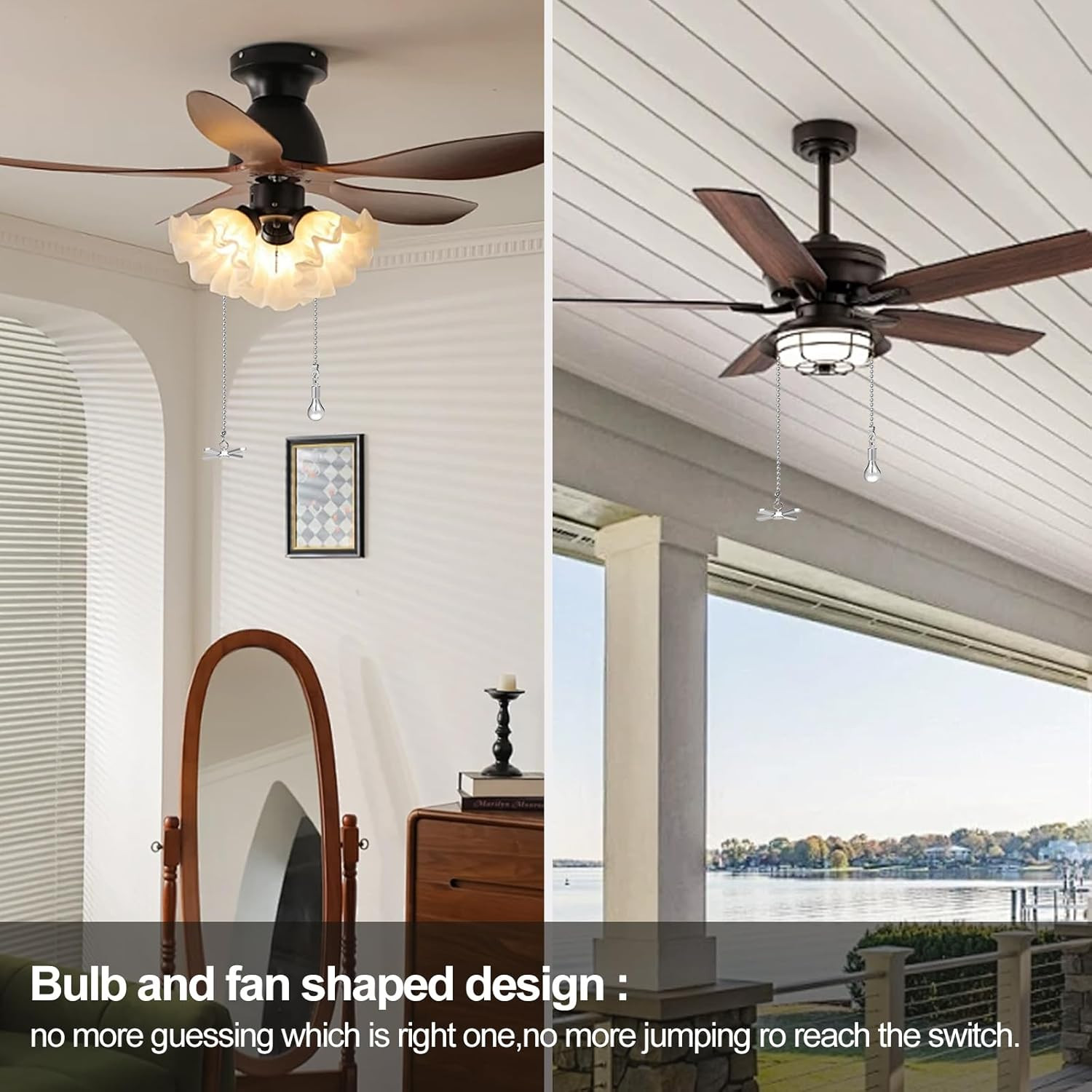 Ceiling Fan Pull Chain Ornaments 13.6 Inches Fan Pulls Extension Chains Set