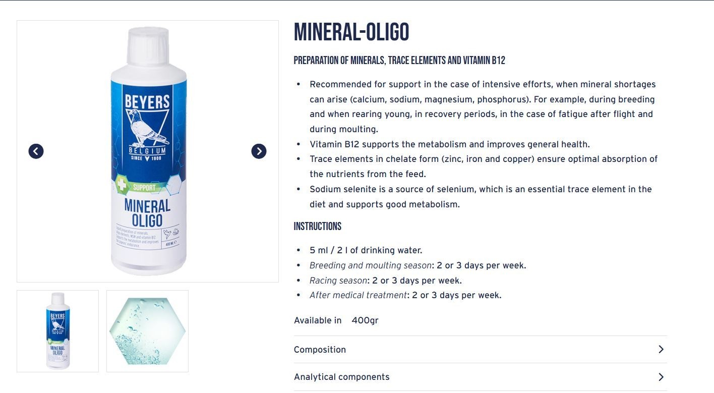 Mineral Oligo for Racing Pigeons
