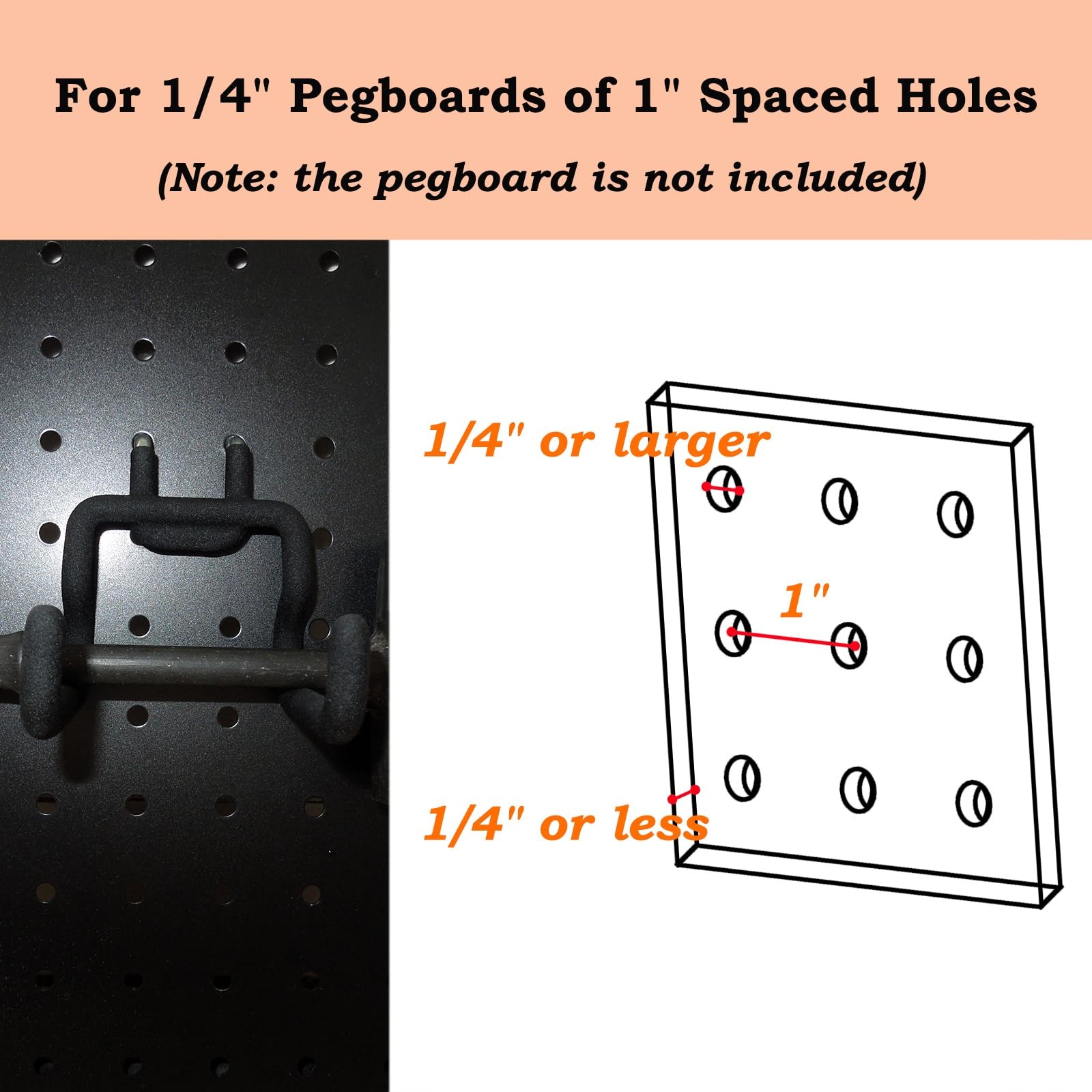 D-PRECIO 6 Pack Pegboard Hooks - Peg Board Tool Utility & Small, Black