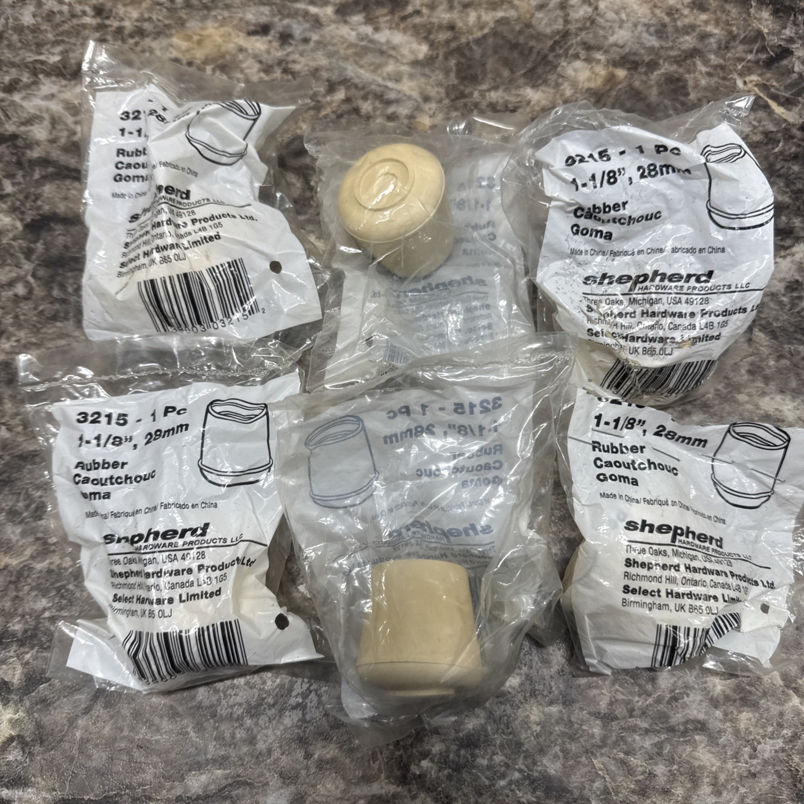 Shepherd 1 1/8" High Quality Rubber Furniture Leg Protection. #3215 Lot Of 6