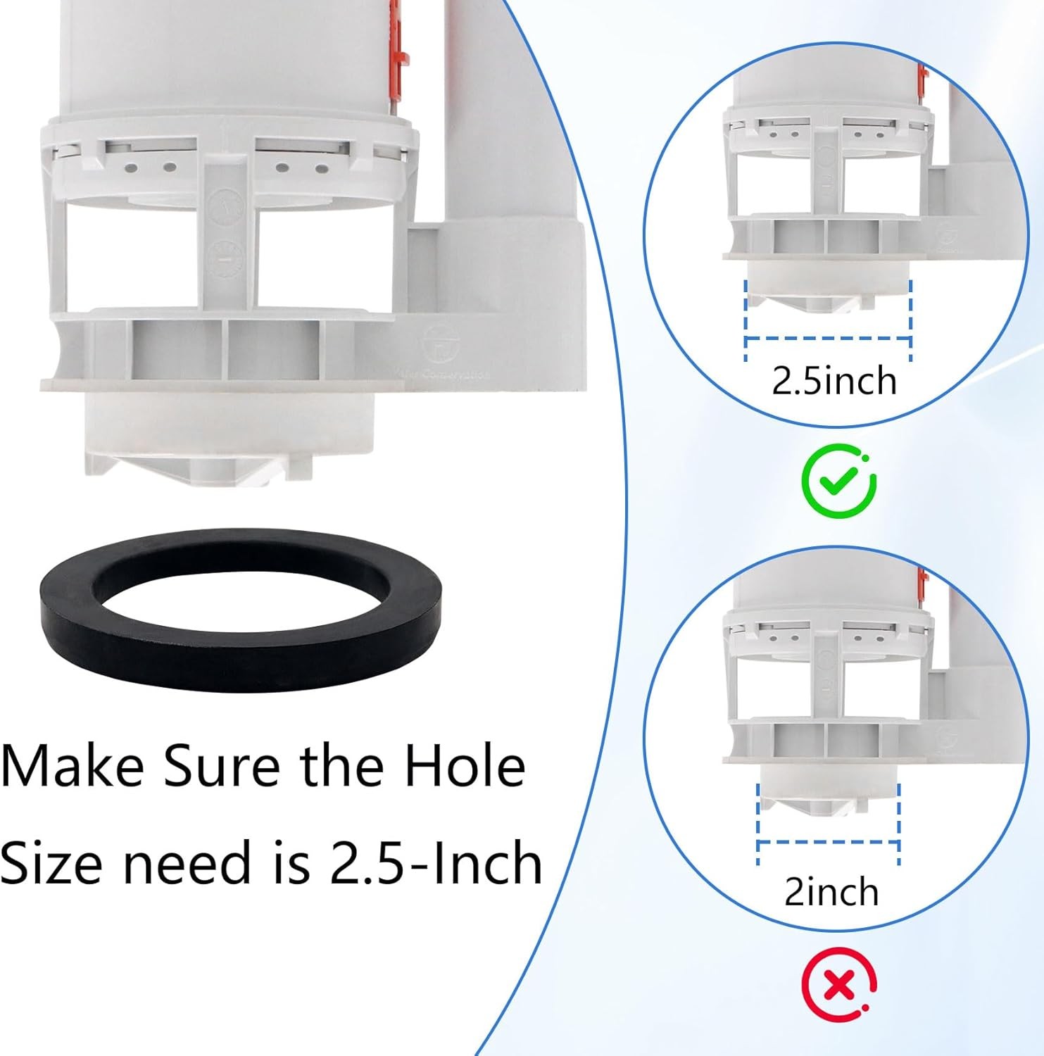 T Tulead Toilet Dual Flush Valve, Fill Push Button, Button: 2.24