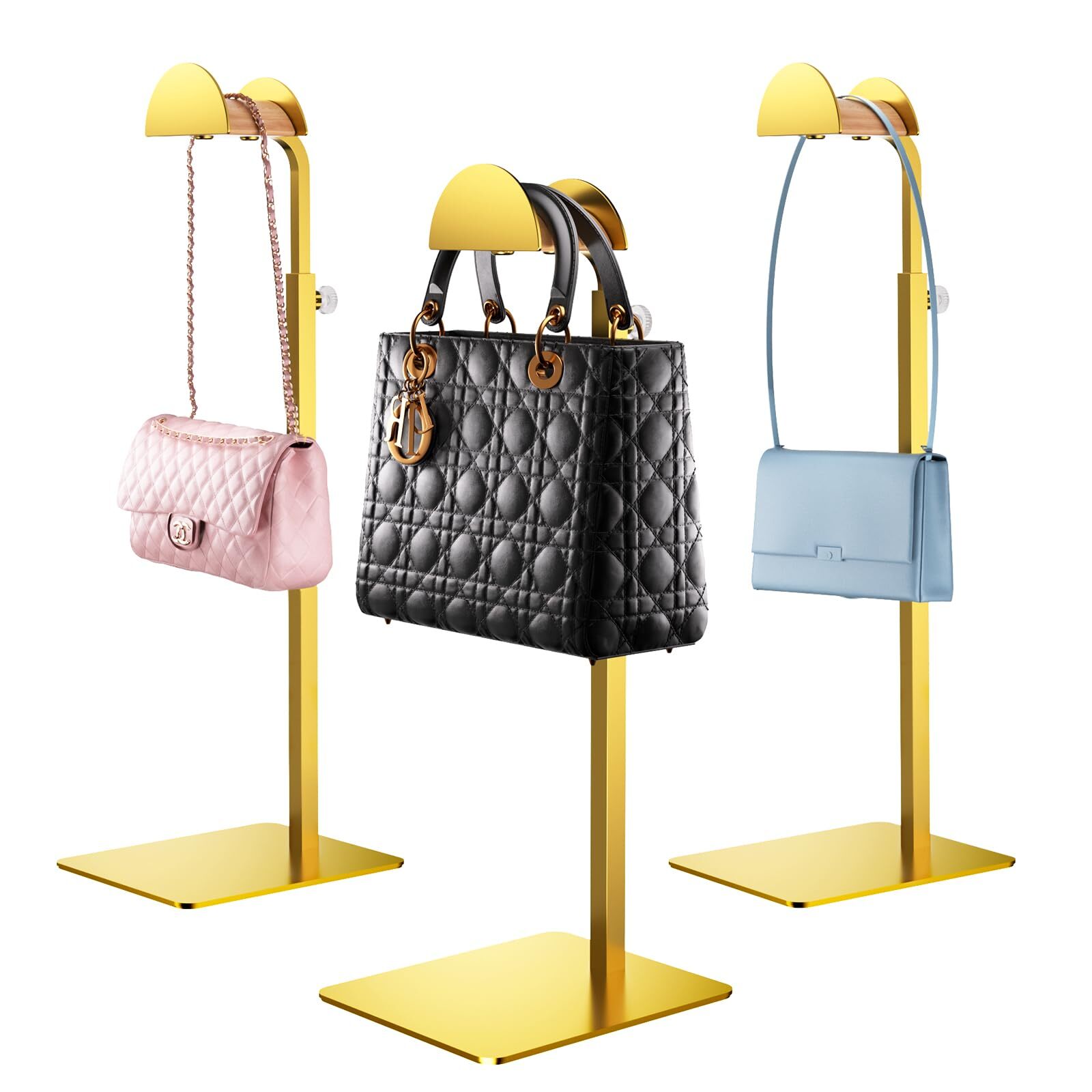 3 Pack Purse Display Stand Adjustable Height Handbag Display Holder Stainless St