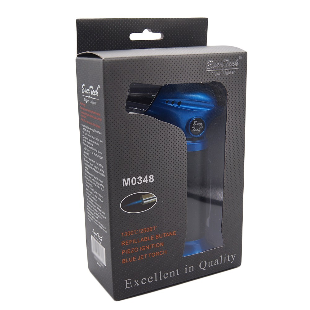 Big Jet Torch Table Lighter Butane Refillable 1300°C/2500°F w/ Ever Tech Box BL