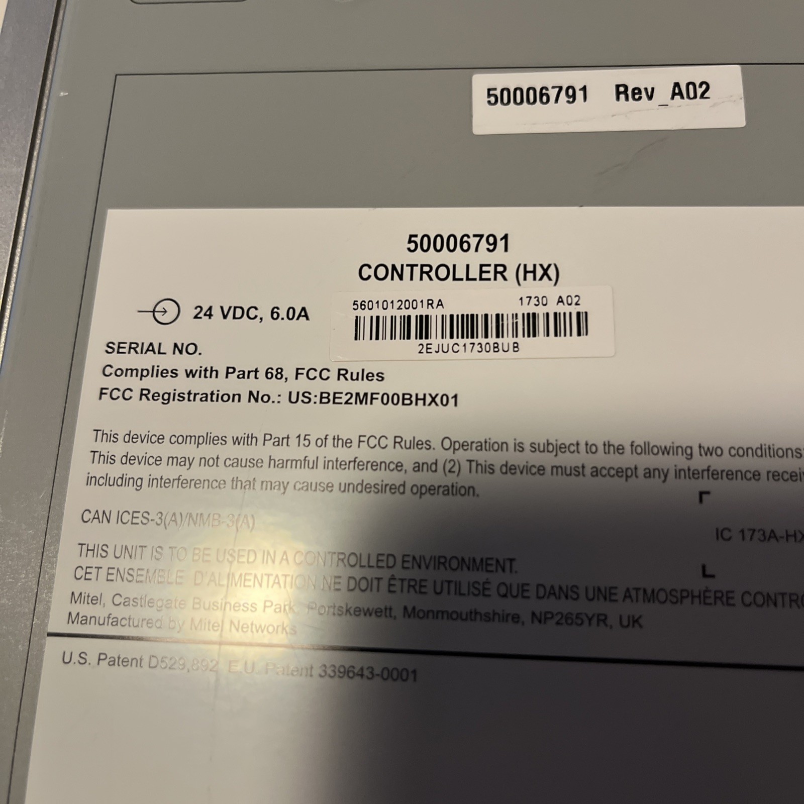 Mitel 5000HX Controller Module Phone Processor Mitel 580.10 No Compact Flash Crd