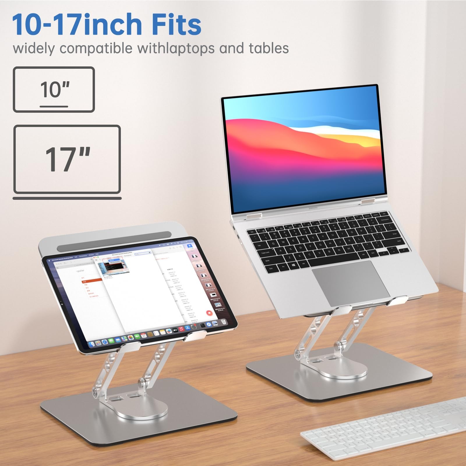 Laptop Stand Desk Adjustable Computer Riser 360 Rotating Base Foldable Mount