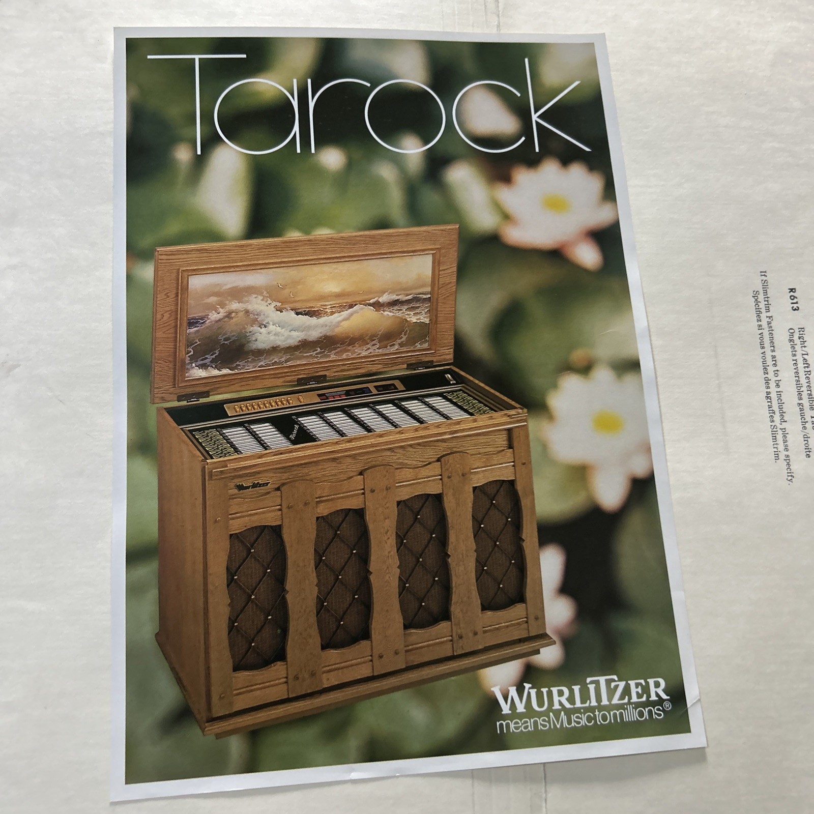 Original Factory Jukebox Wurlitzer Tarock Phonograph FLYER