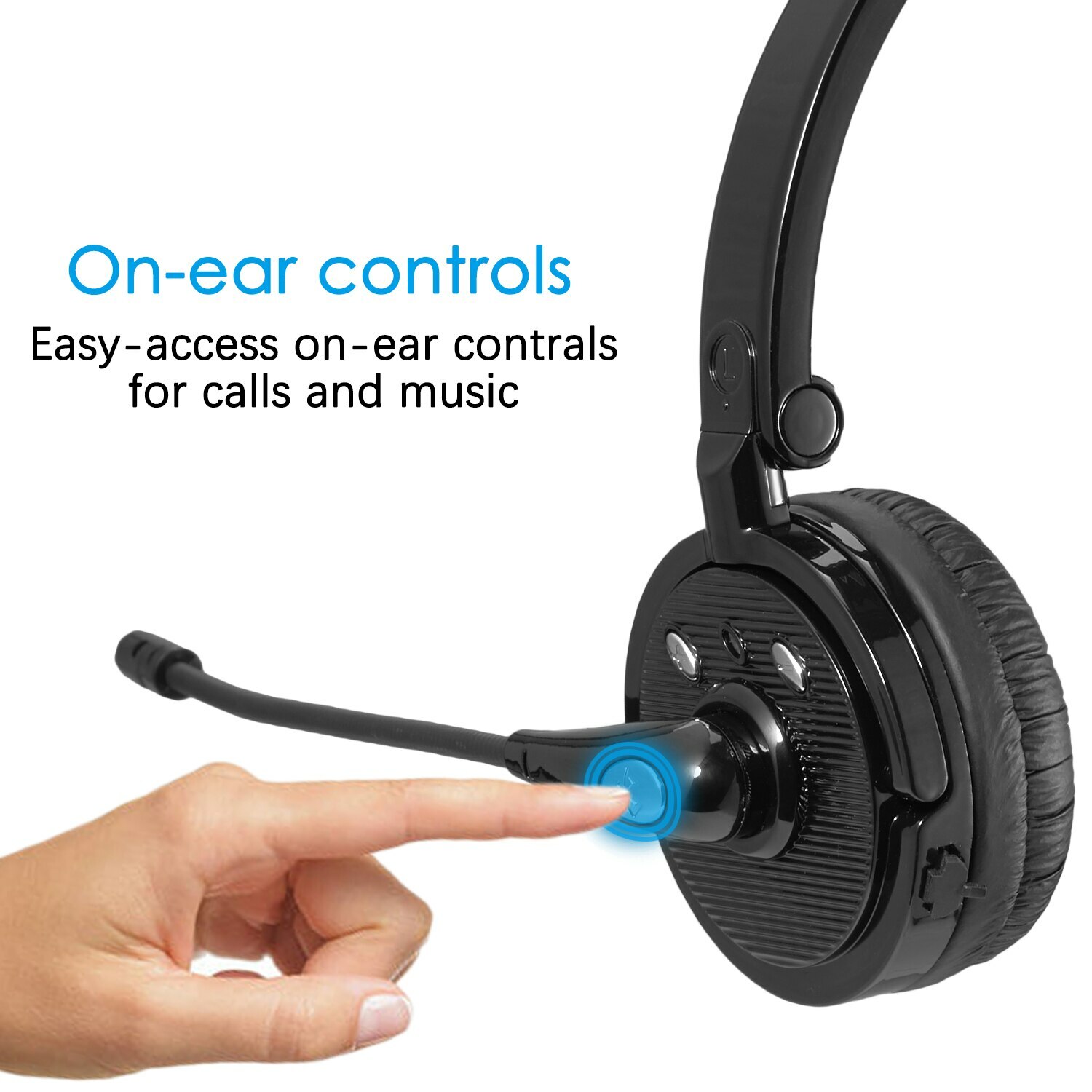 for Trucker Driver Over The Head Wireless Bluetooth Headset Mic Noise-Canceling