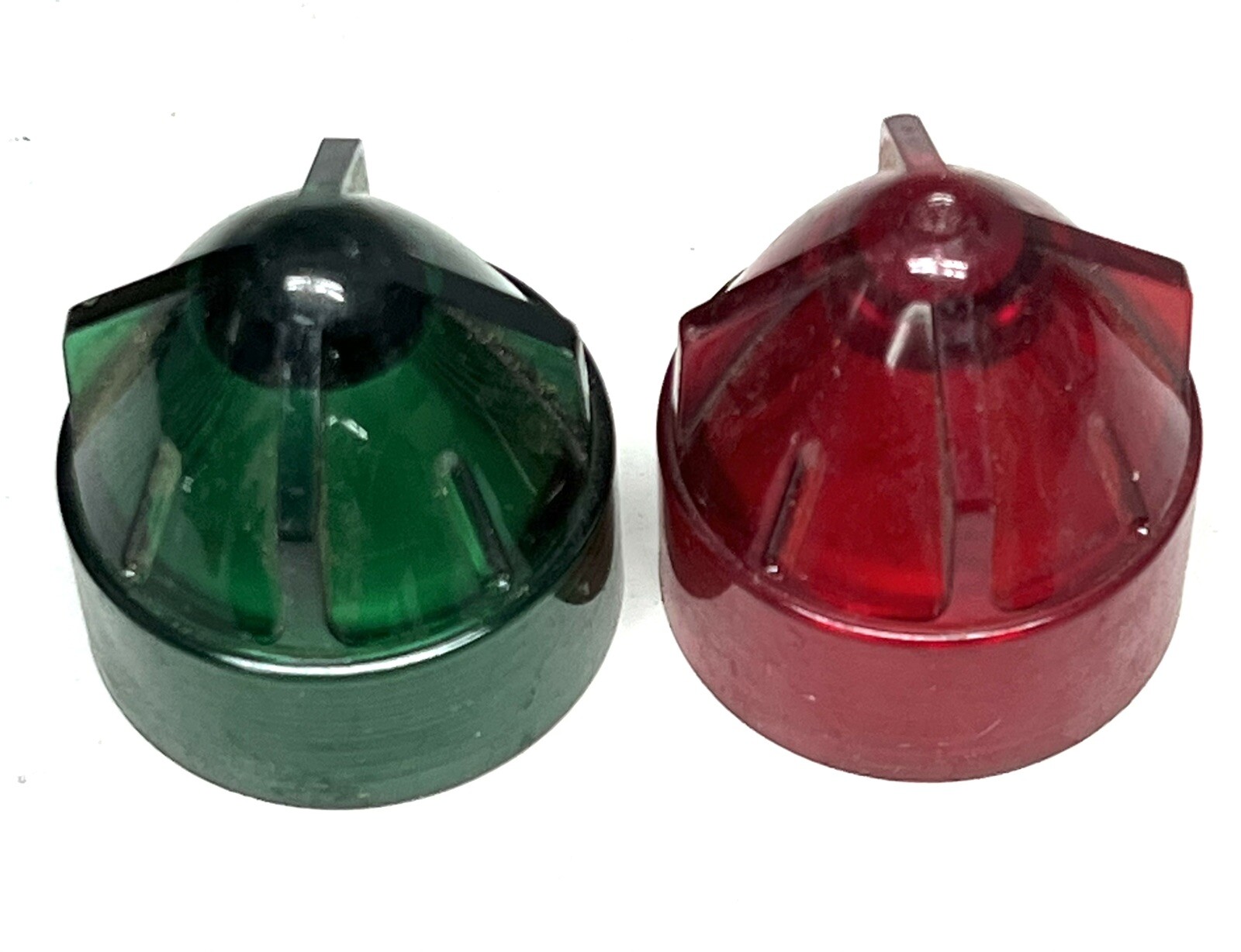 VINTAGE SKIPPER'S PRIDE~DELTA~RED & GREEN BOW LIGHT THREADED LENSES~ANTIQUE BOAT