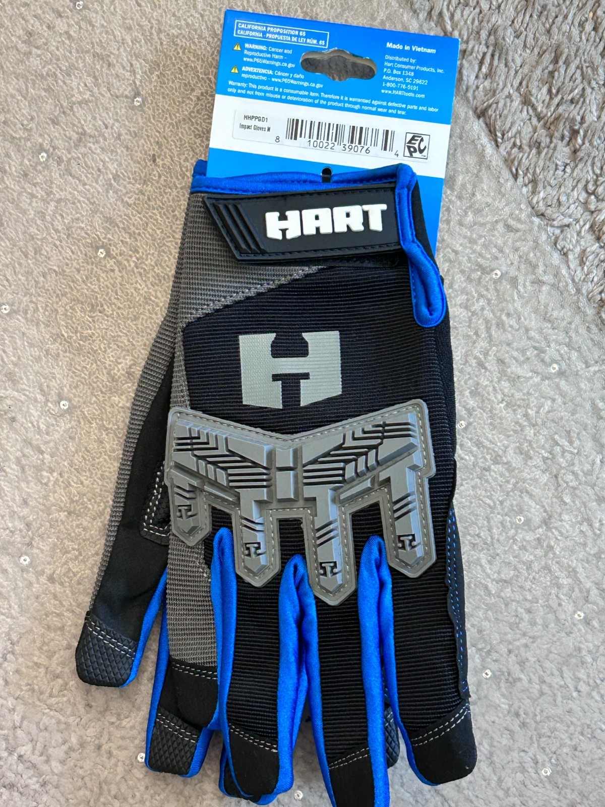 HART PRO IMPACT MECHANICS CARPENTER GLOVES TOUCHSCREEN USE 1 PAIR Size M Medium