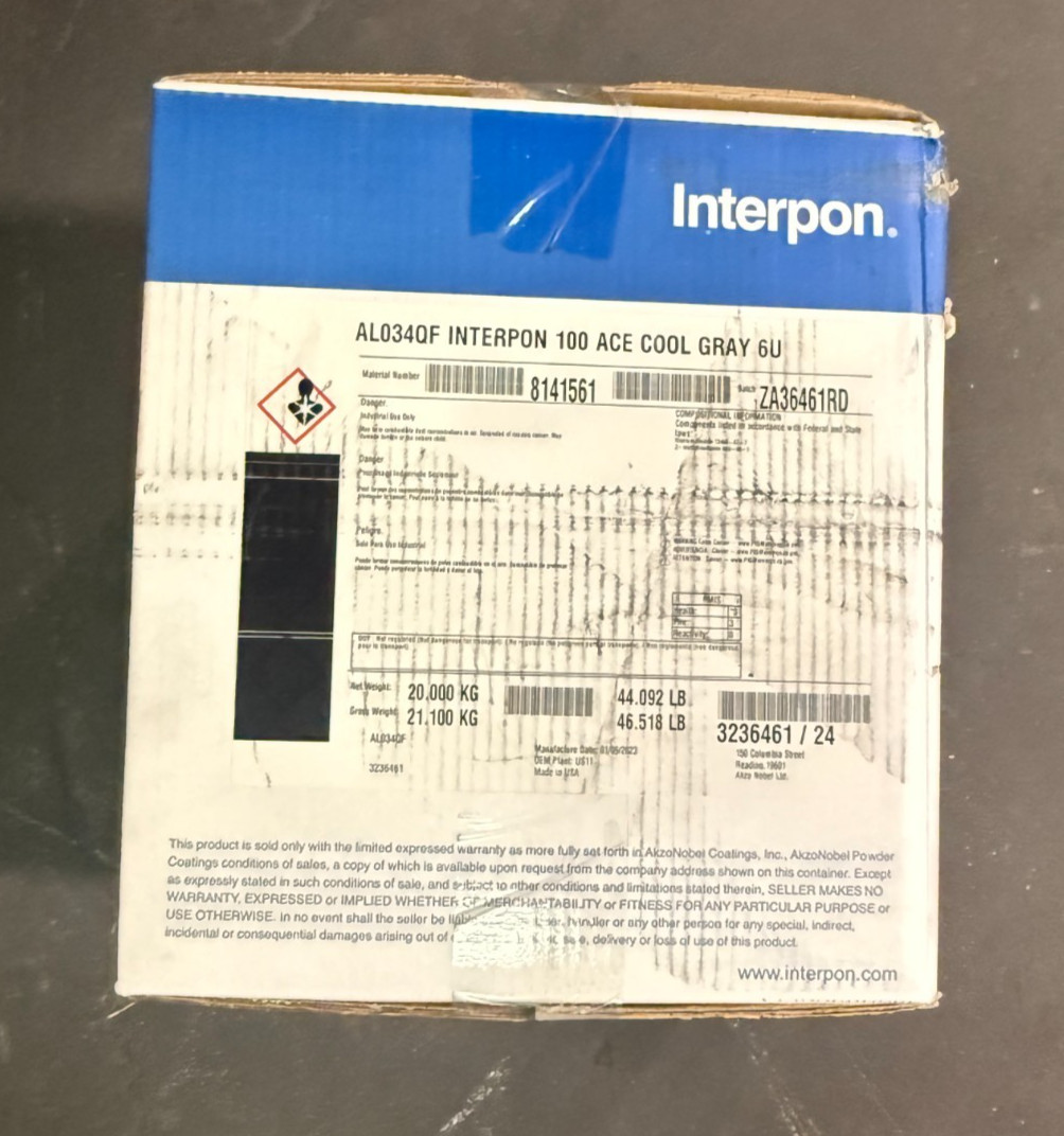 Interpon 100 Epoxy Powder Coating –  ACE Cool Gray 6U – 55 LB Bag – Unopened