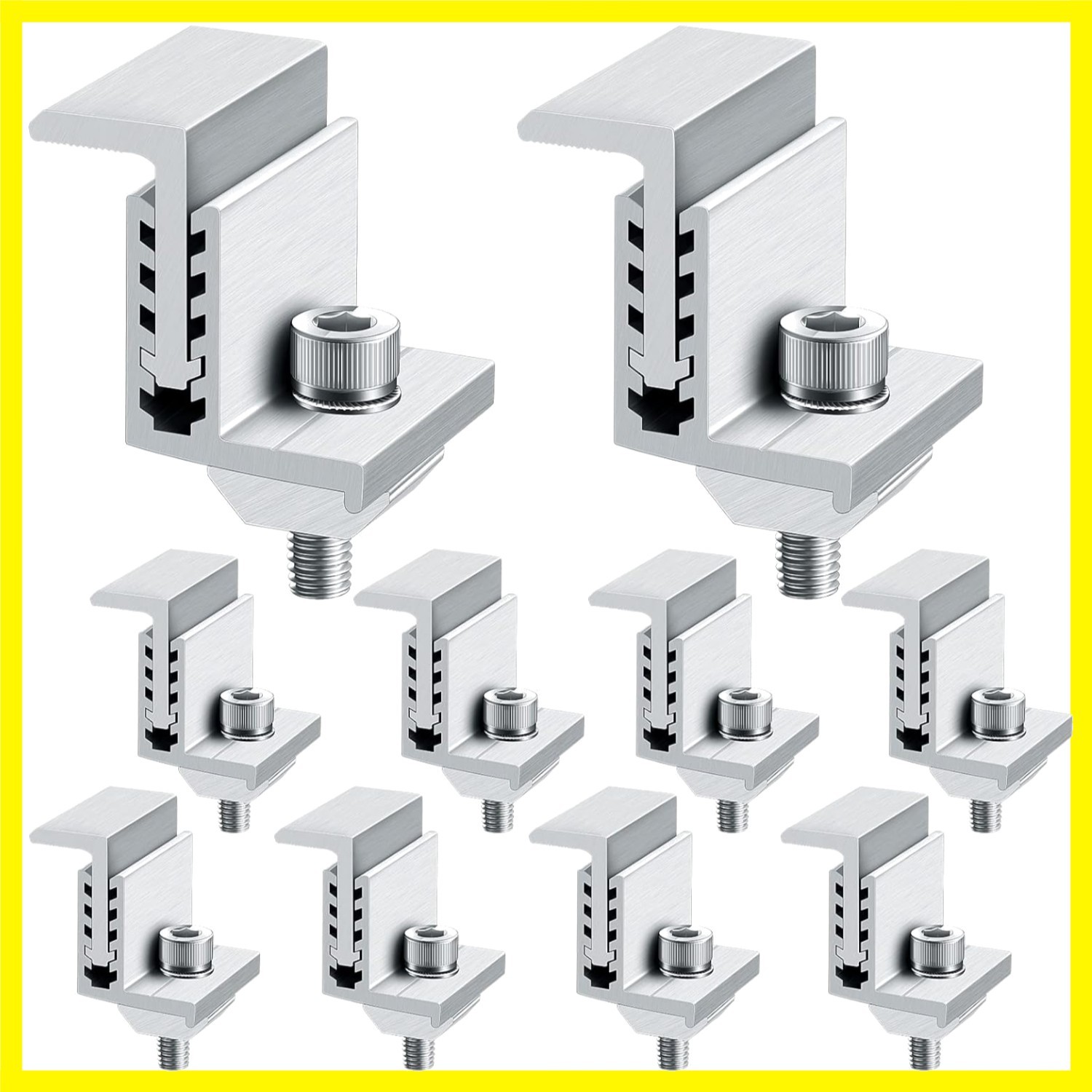 10 Solar Panel End Clamp Mounting Z Bracket Mid Clamps Aluminum Rail End Clam...