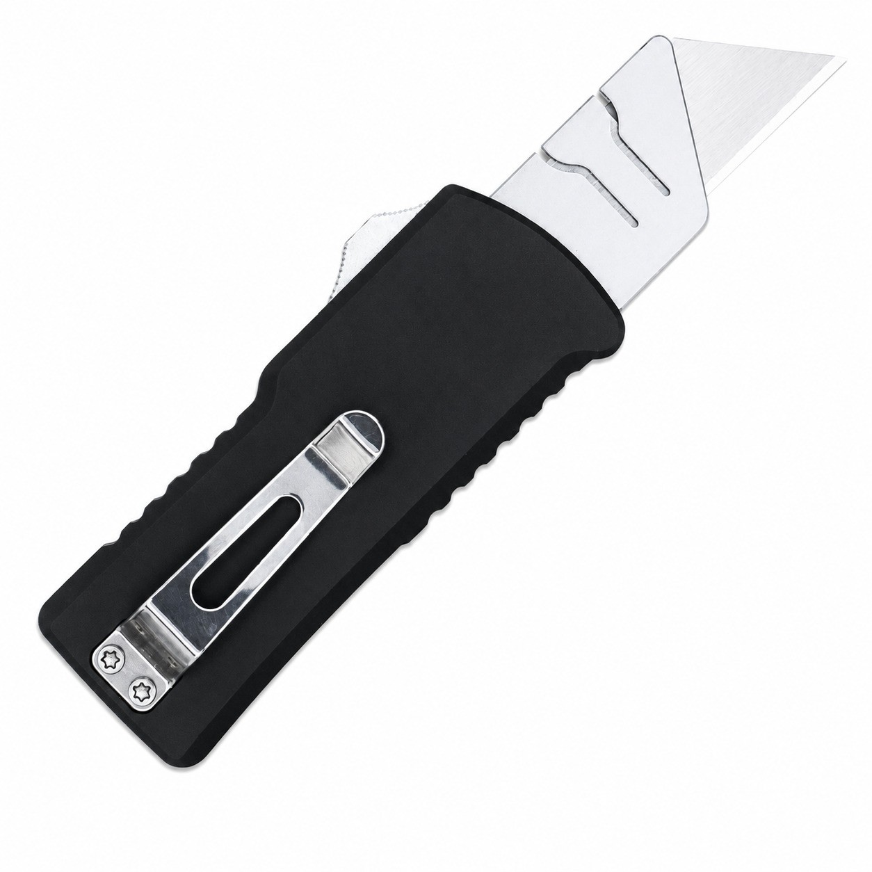 CobraTec OTF Utility Knife, Black, Replaceable Utility Blade, Dual Action