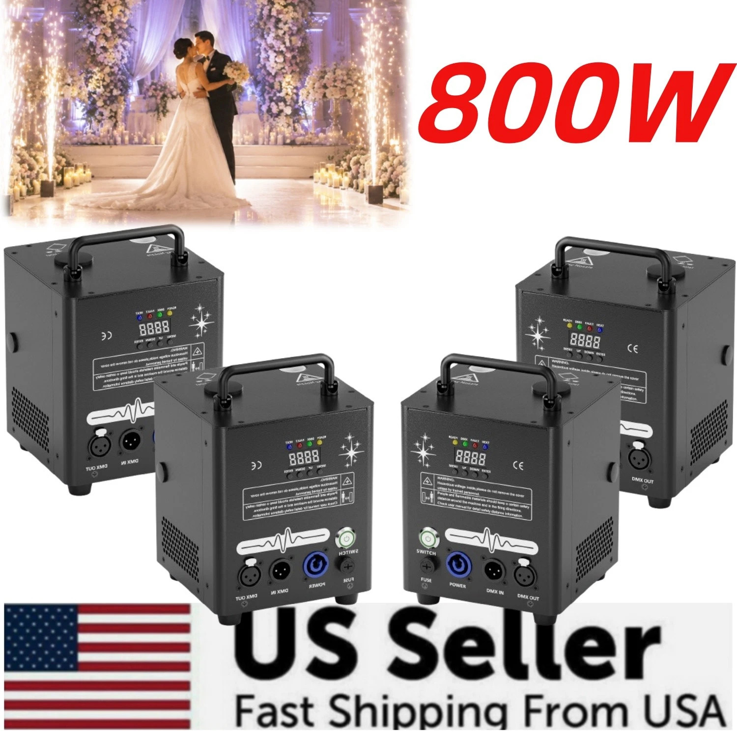 Cold Spark Machine DMX512 Remote 3.5m Fountain for Wedding DJ Stage Party 800W