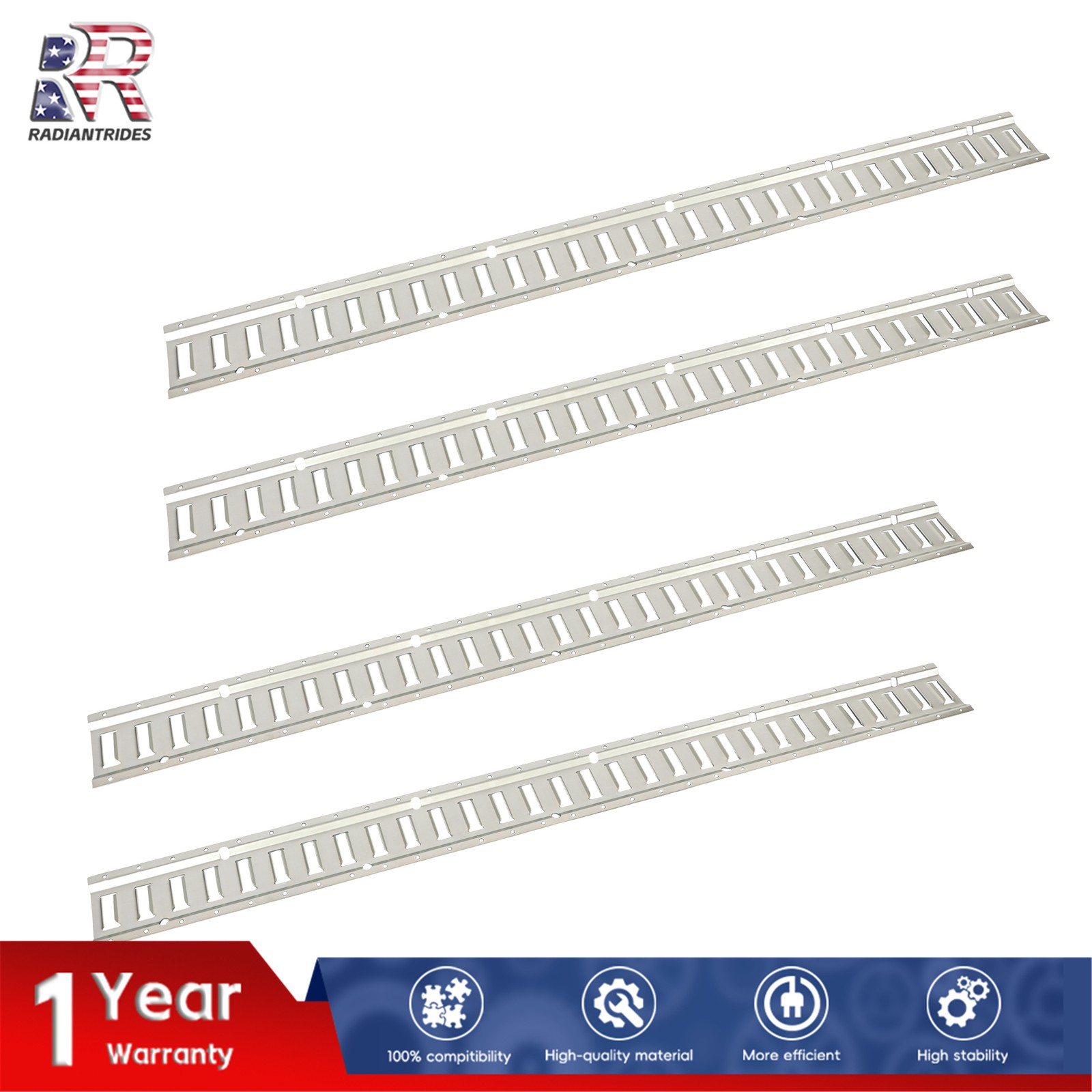 Silver E Track Rail Kit 4 Pieces 5 Foot Length For Utility Cargo Van Tie Down