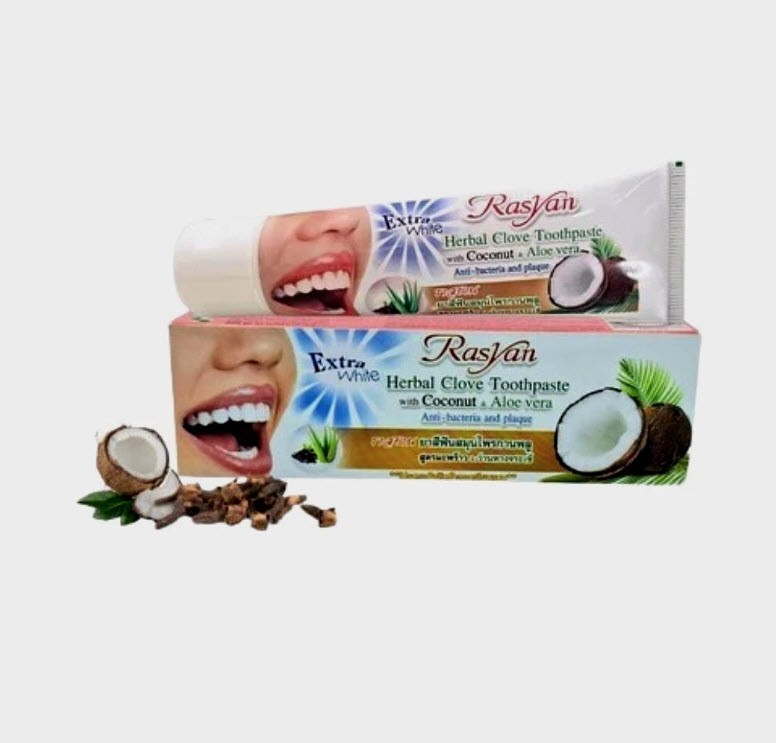 Rasyan Herbal Clove Toothpaste w/ Coconut & Aloe Vera 100g - USA SELLER