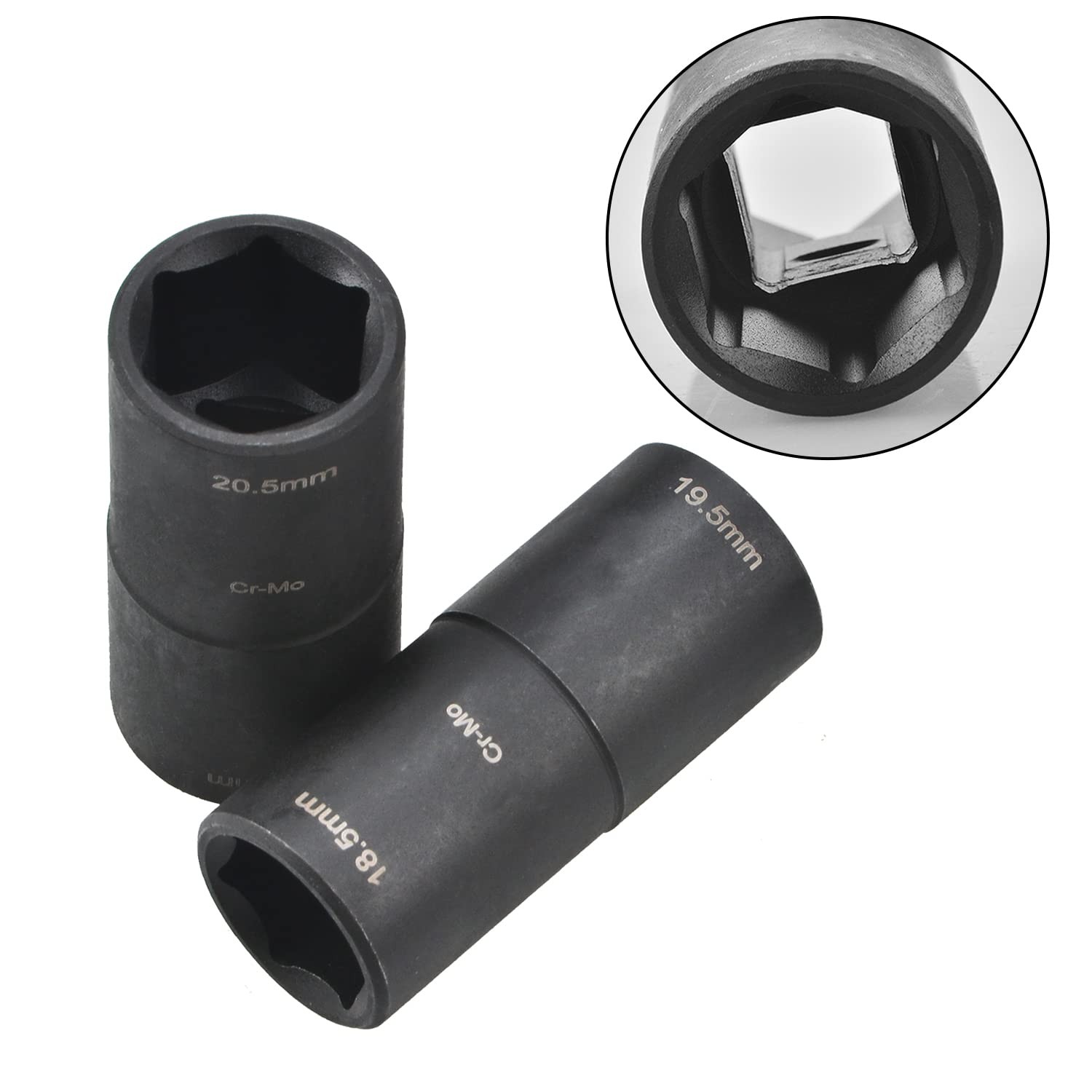 Lug Nut Socket Set, 1/2 inch Drive Non-Marring Impact Flip Socket Set Metric ...