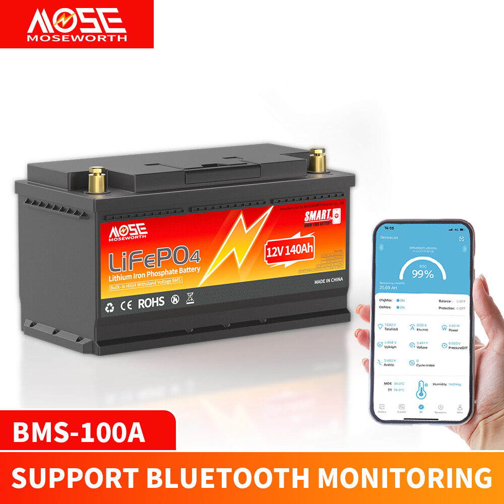 12V 140Ah LiFePO4 Bluetooth Lithium battery 15000+Deep Cycle BMS Solar Marine