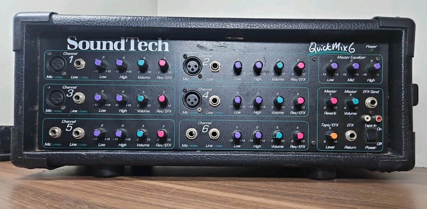 Vintage SoundTech QuickMix 6200 QM6200 Power Audio Mixer Head Amplifier 330W EFX