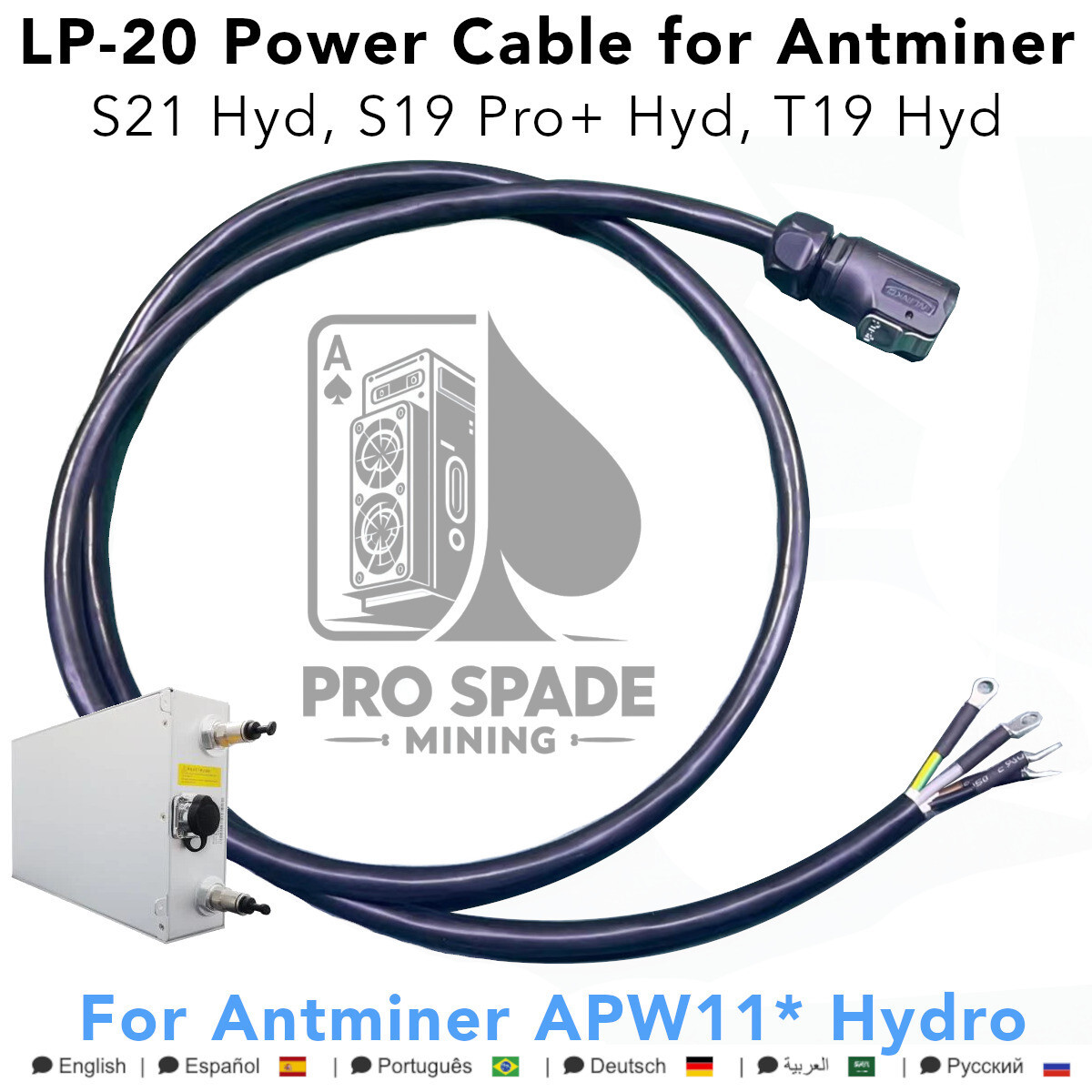 Bitmain Antminer S19 PRO+ HYDRO T19 S21 T21 HYDRO 3-Phase Power Cable 4x2.5mm^2