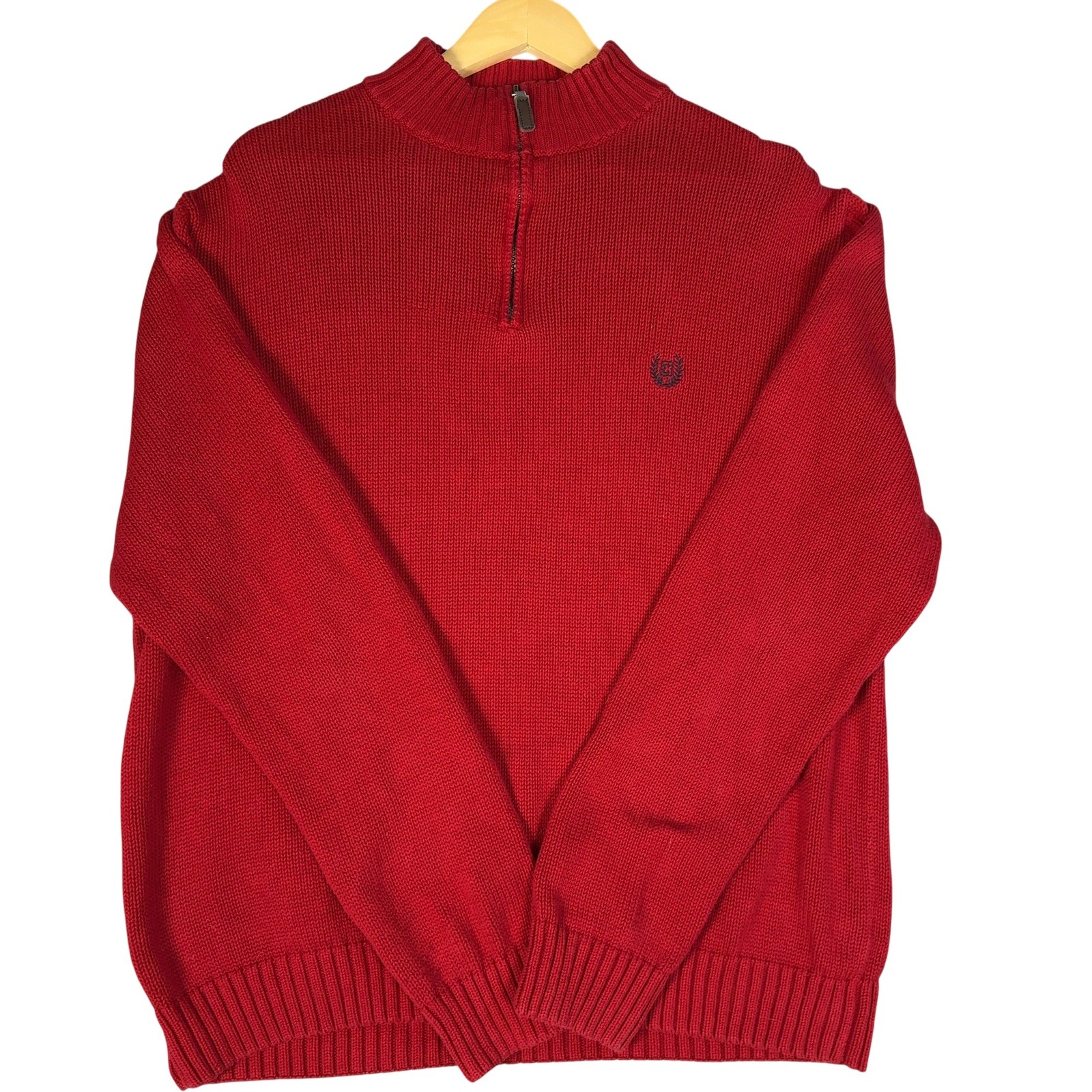 Chaps Red 1/4 Zip Jumper Men's XXL Cotton Casual Knitwear