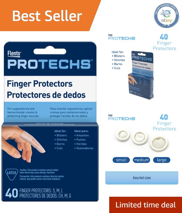 Versatile Rubber Finger Protectors - Ideal for Cuts, Burns, & Stitches, 40 Count