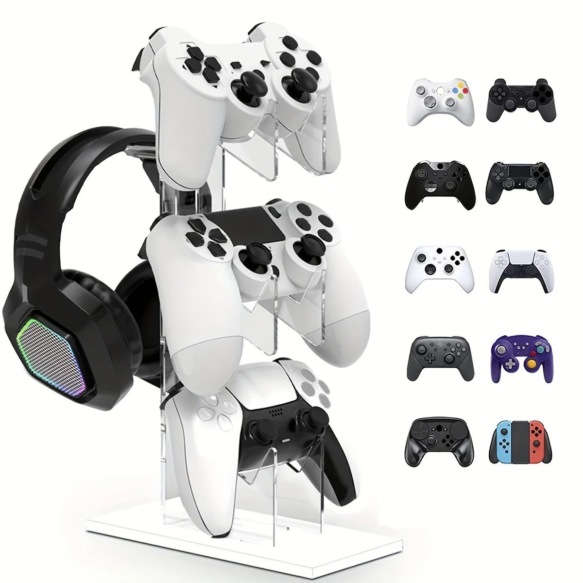 Universal 3 Layer Game Controller And Headphone Holder Stand Display ALL IN ONE