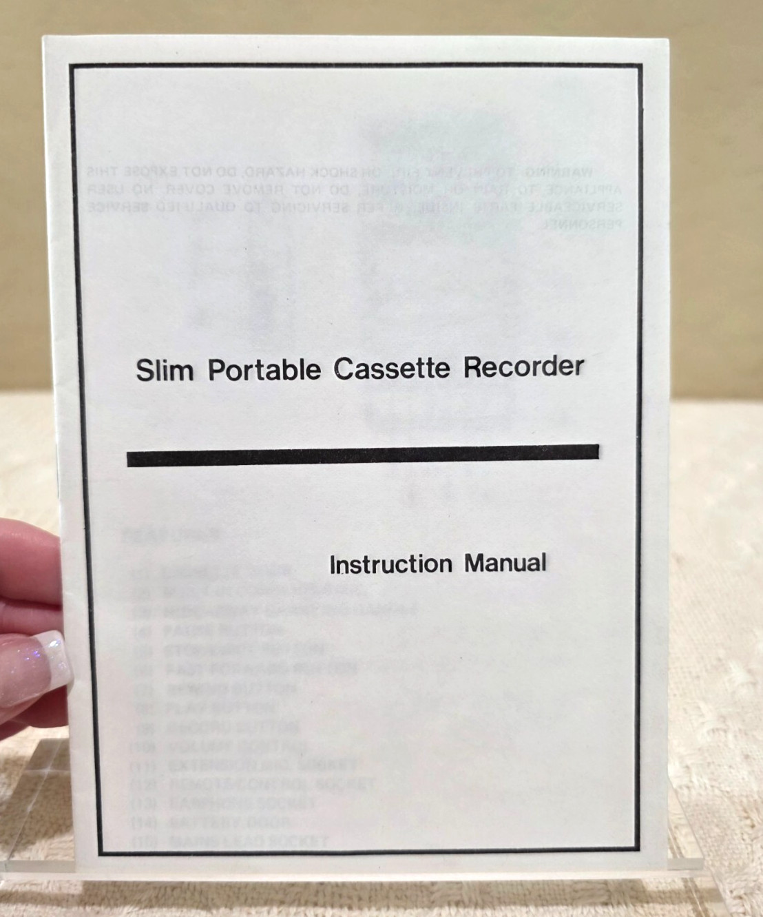 1970's Instruction Manual for Slim Portable Cassette Recorder Schematic Diagram