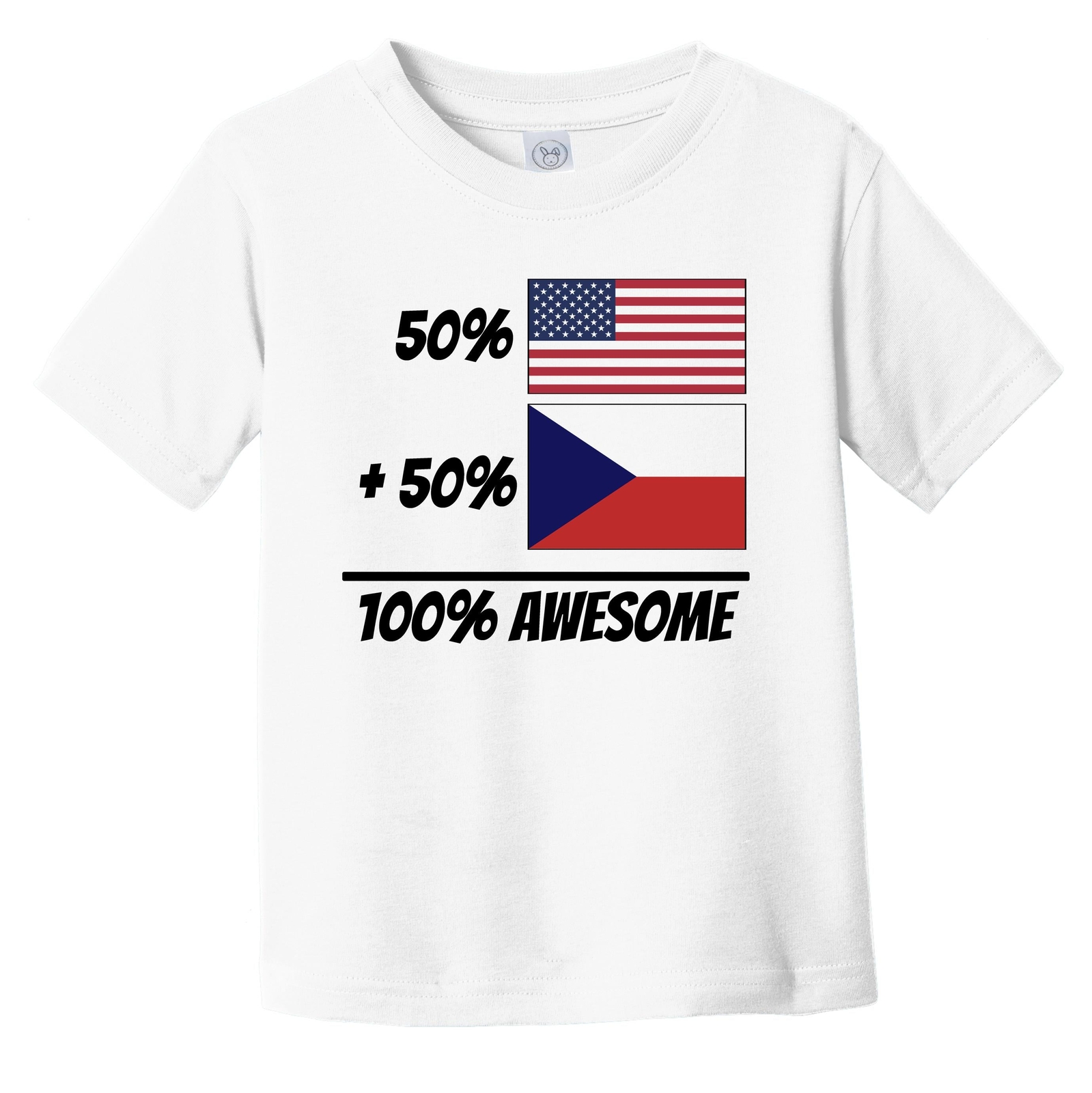 50% American + 50% Czech = 100% Awesome Cute Czech Republic Flag Toddler T-Shirt
