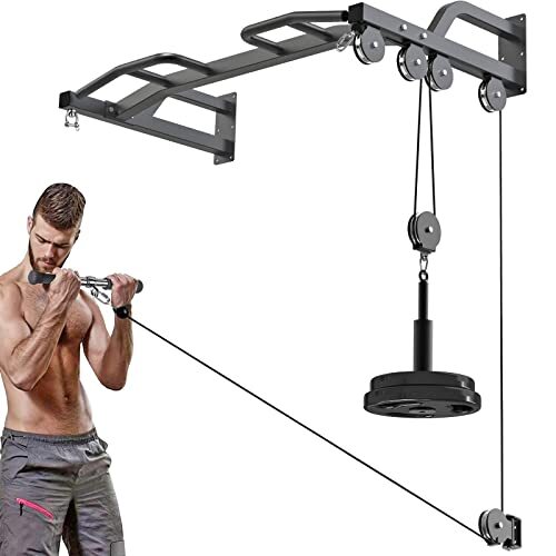 48" Wall Mounted Multifunction Cable Pulley System Gym, 48" Wall Mounted